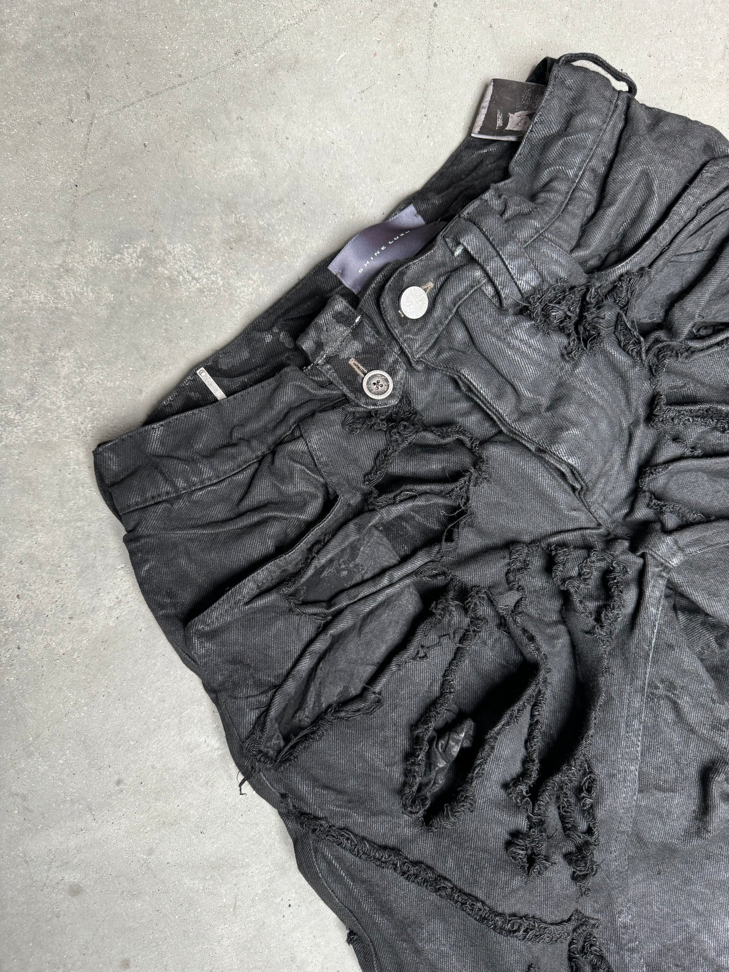 Shine Luxury Irinestar Layered Distressed Inserted Flared Pants