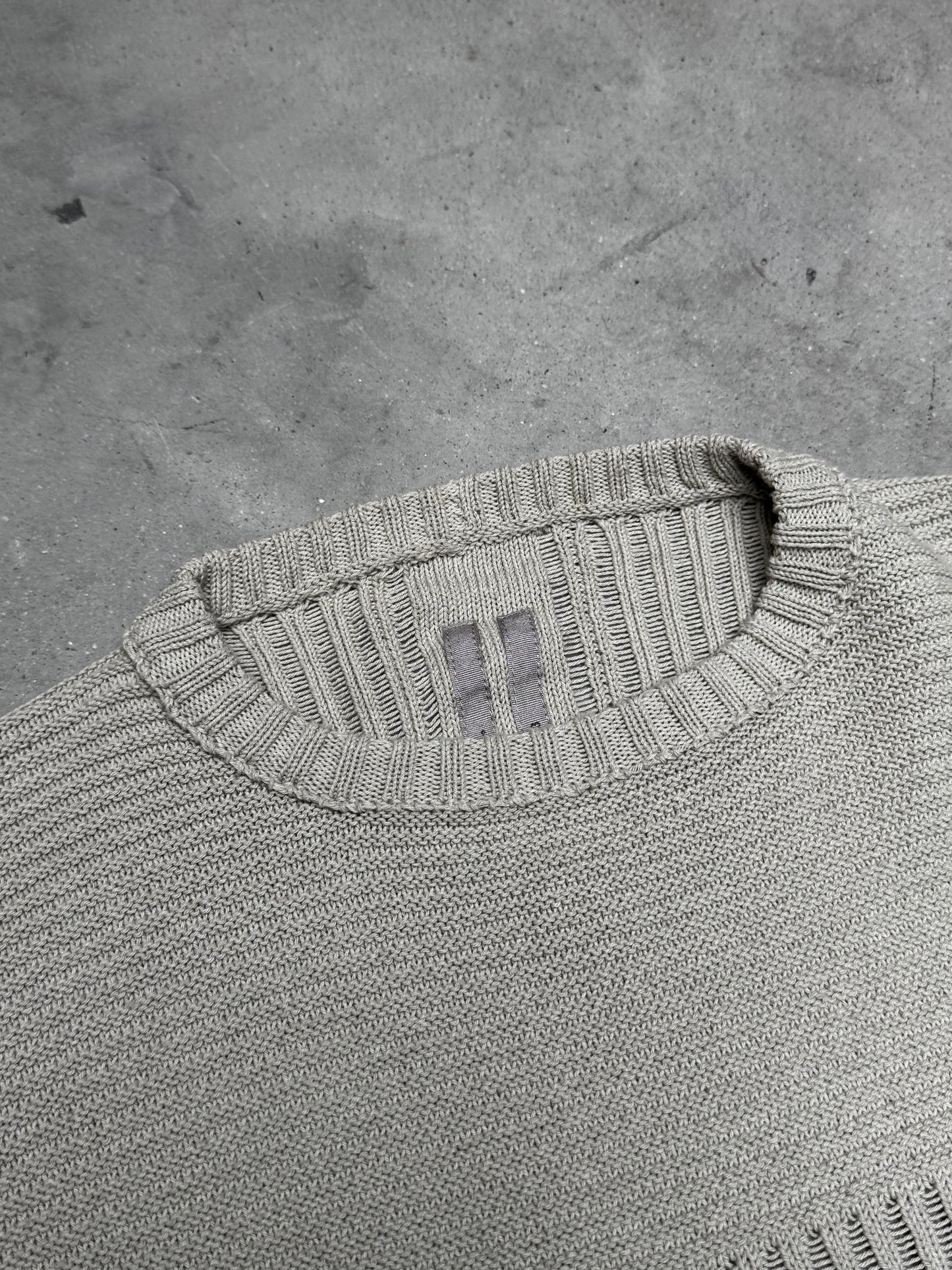 Rick Owens SS23 EDFU Ribbed Knit Cotton Sweater Peal