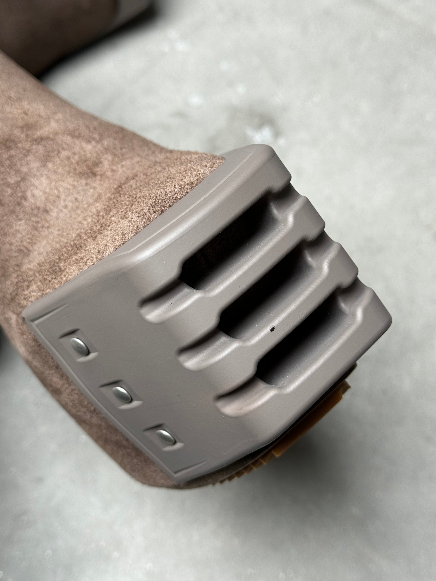 Rick Owens Kiss Heel Boots Dust Brown Suede