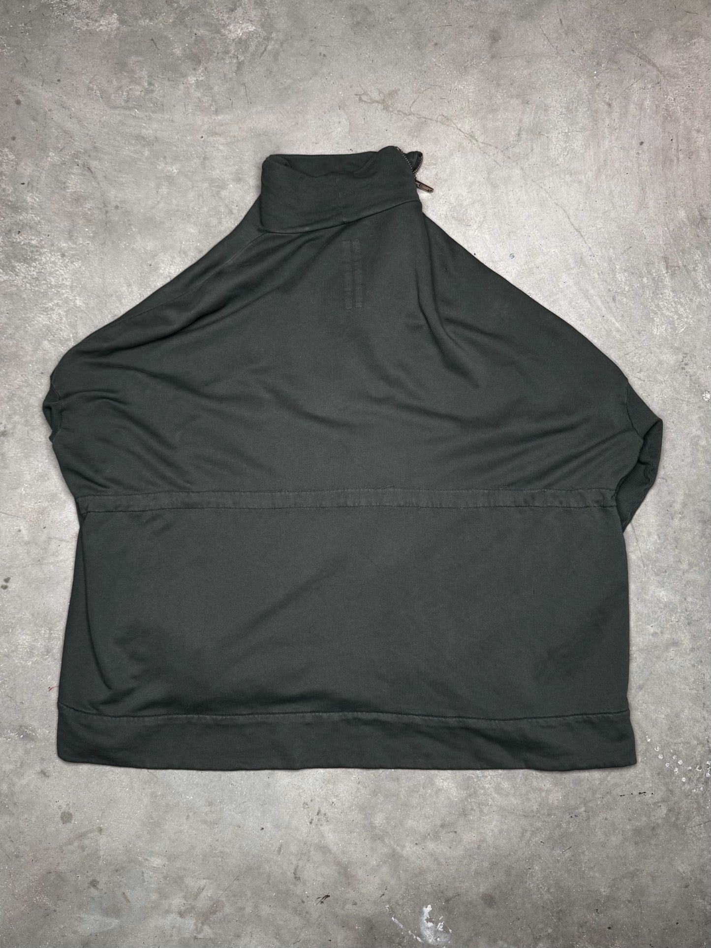 Rick Owens DRKSHDW Asymmetric Zip Up Hoodie Green