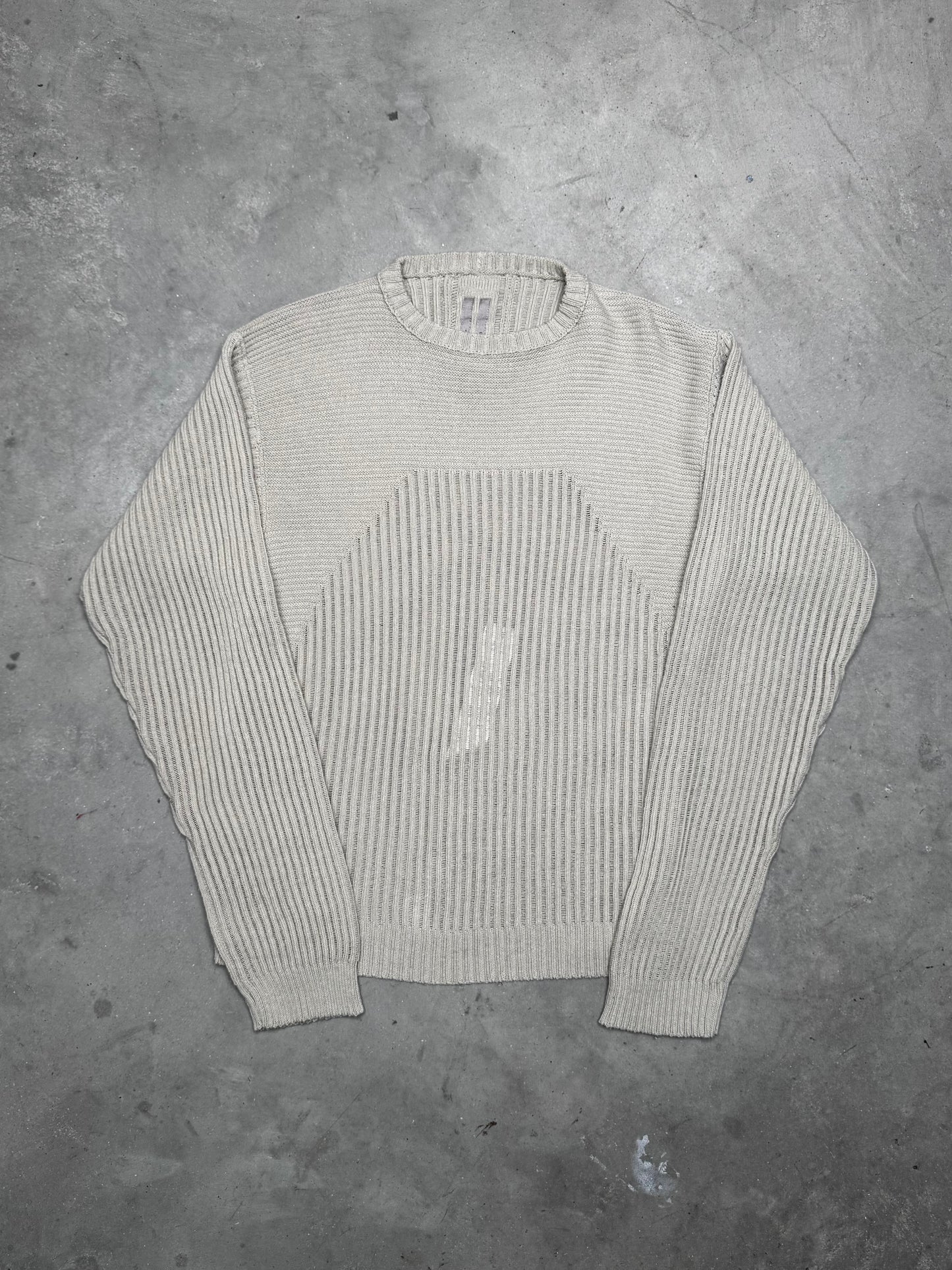 Rick Owens SS23 EDFU Ribbed Knit Cotton Sweater Peal
