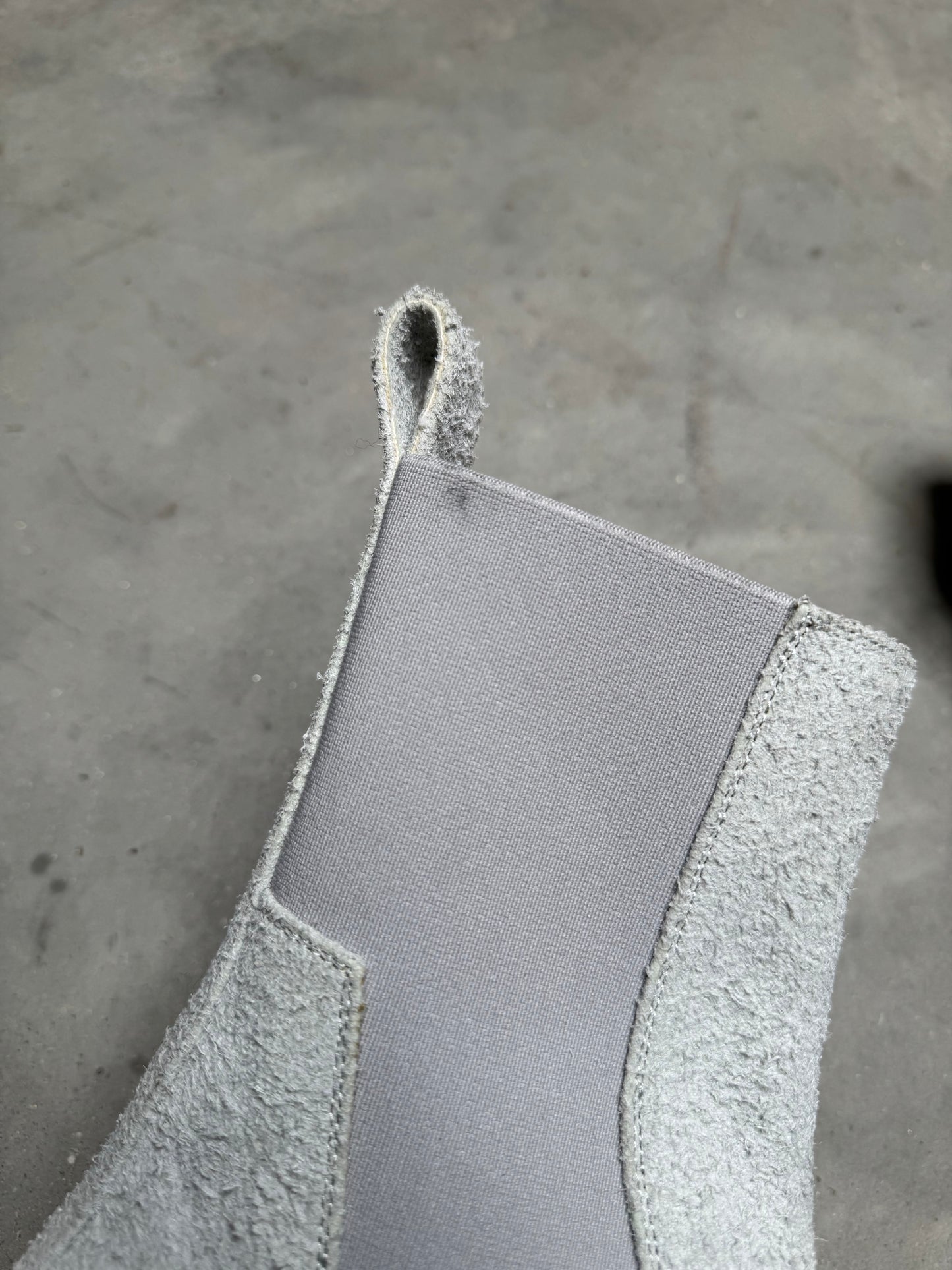 Rick Owens SAMPLE DRKSHDW Beatle Abstract Suede Oyster Milk Boots
