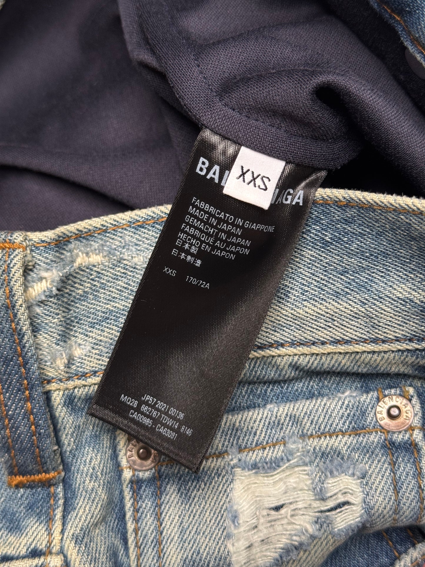 Balenciaga Fall 21 Destroyed Distressed Layered Japanese Denim Jeans