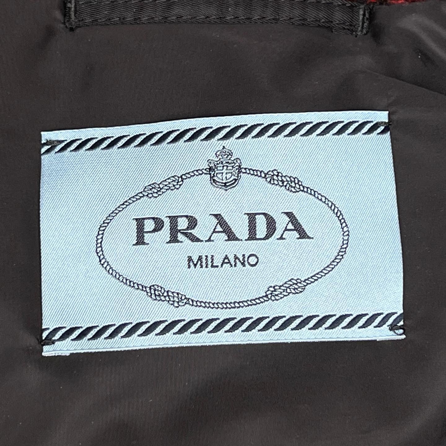 Prada FW21 Raf Simons Runway Re-Nylon Wool Knit Oversized Bomber Jacket Black Red