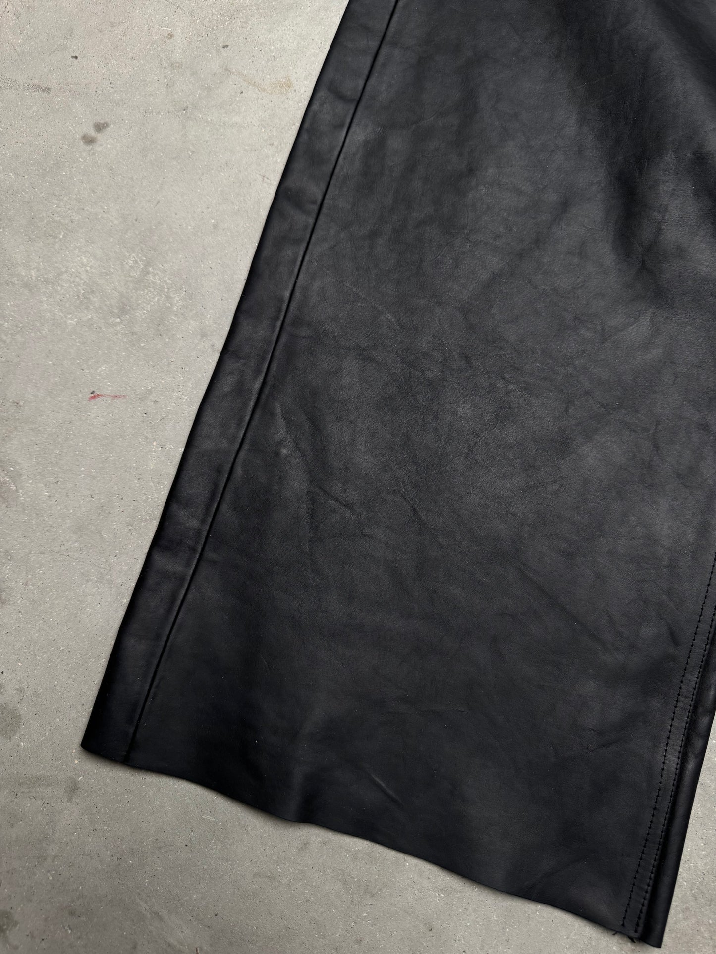 Rick Owens 1 OF 1 SAMPLE SS24 LIDO Stefan Leather Cargo Pants Black