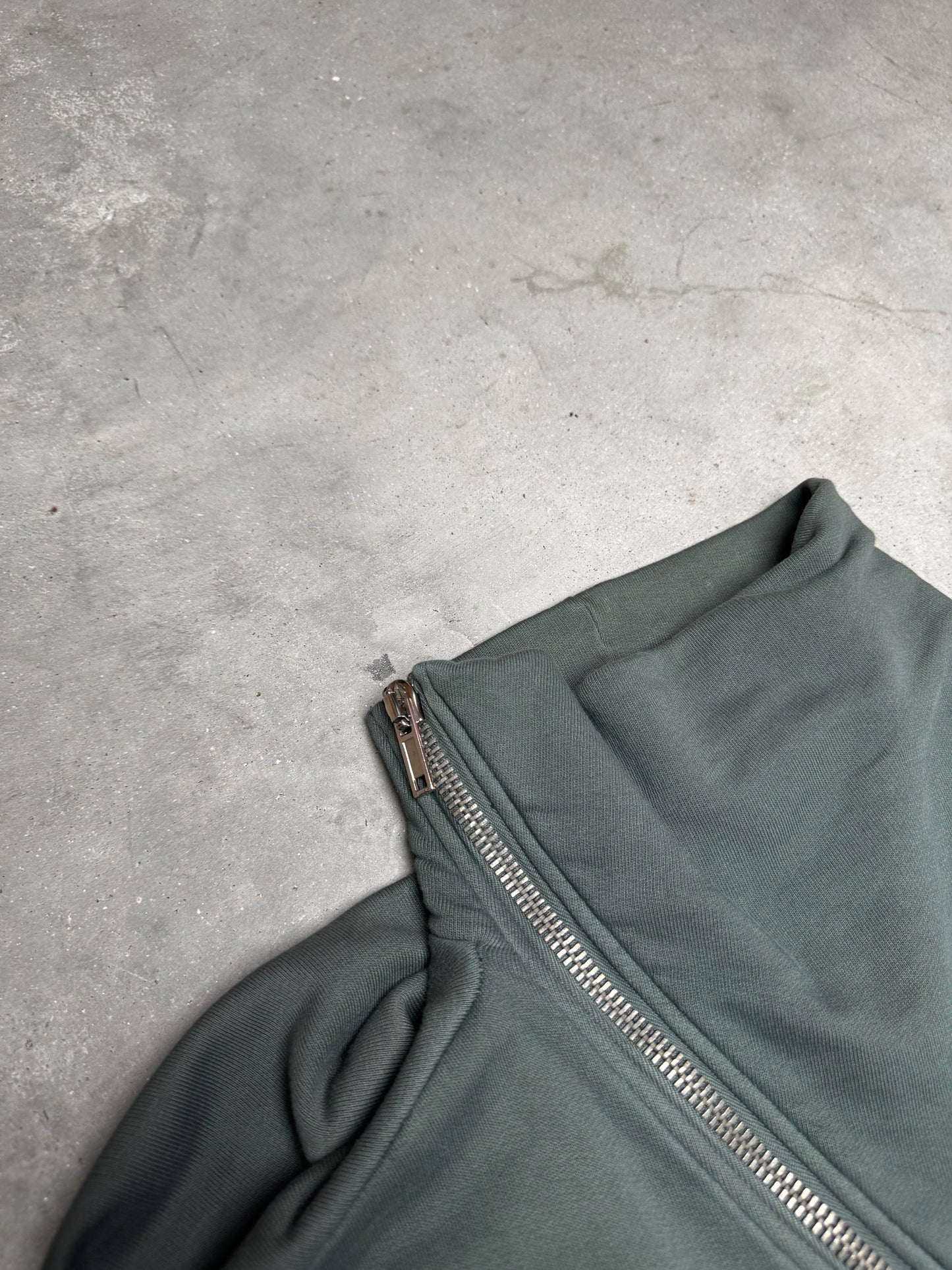 Rick Owens DRKSHDW Asymmetric Zip Up Hoodie Green