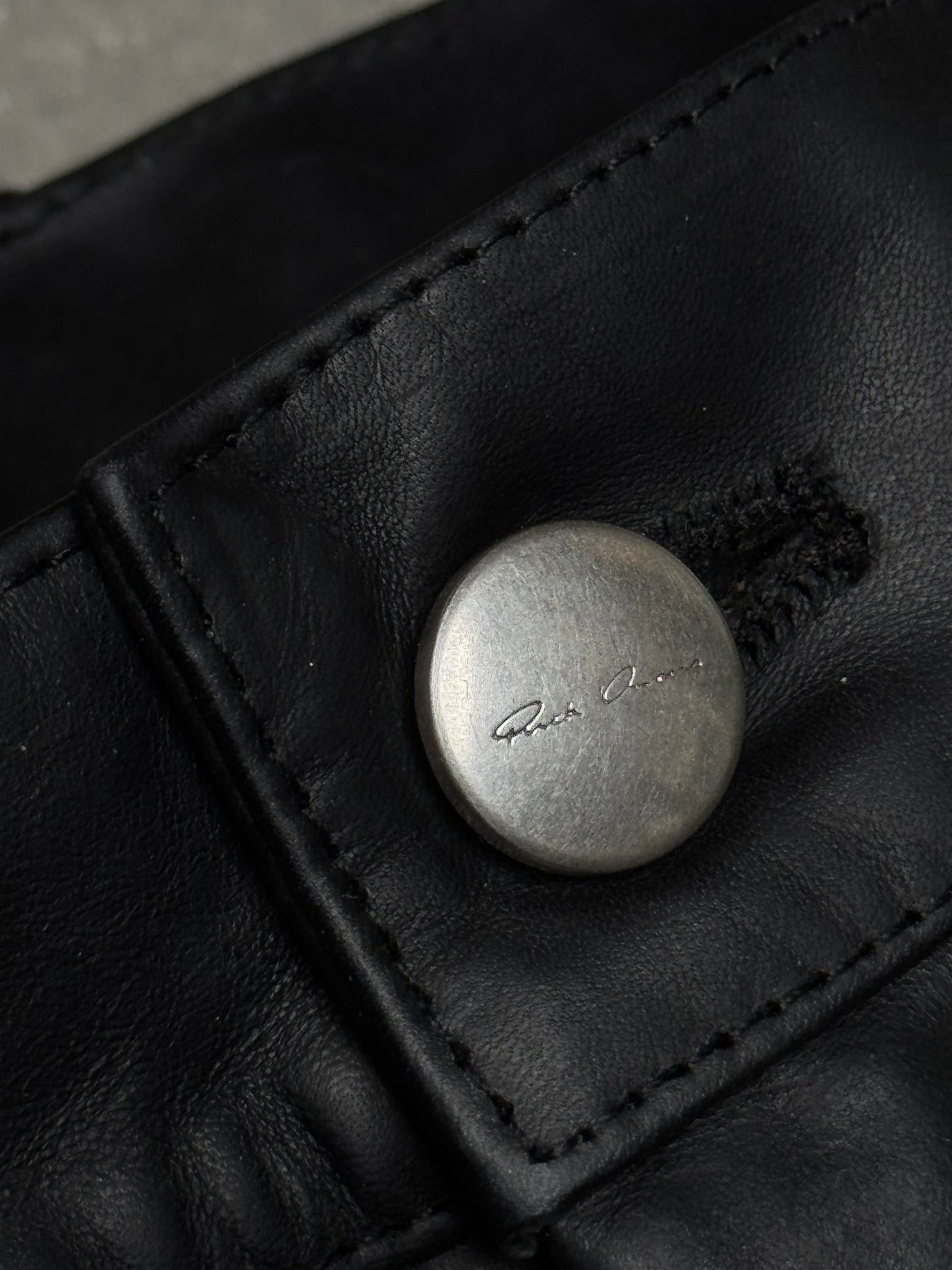 Rick Owens 1 OF 1 SAMPLE SS24 LIDO Stefan Leather Cargo Pants Black