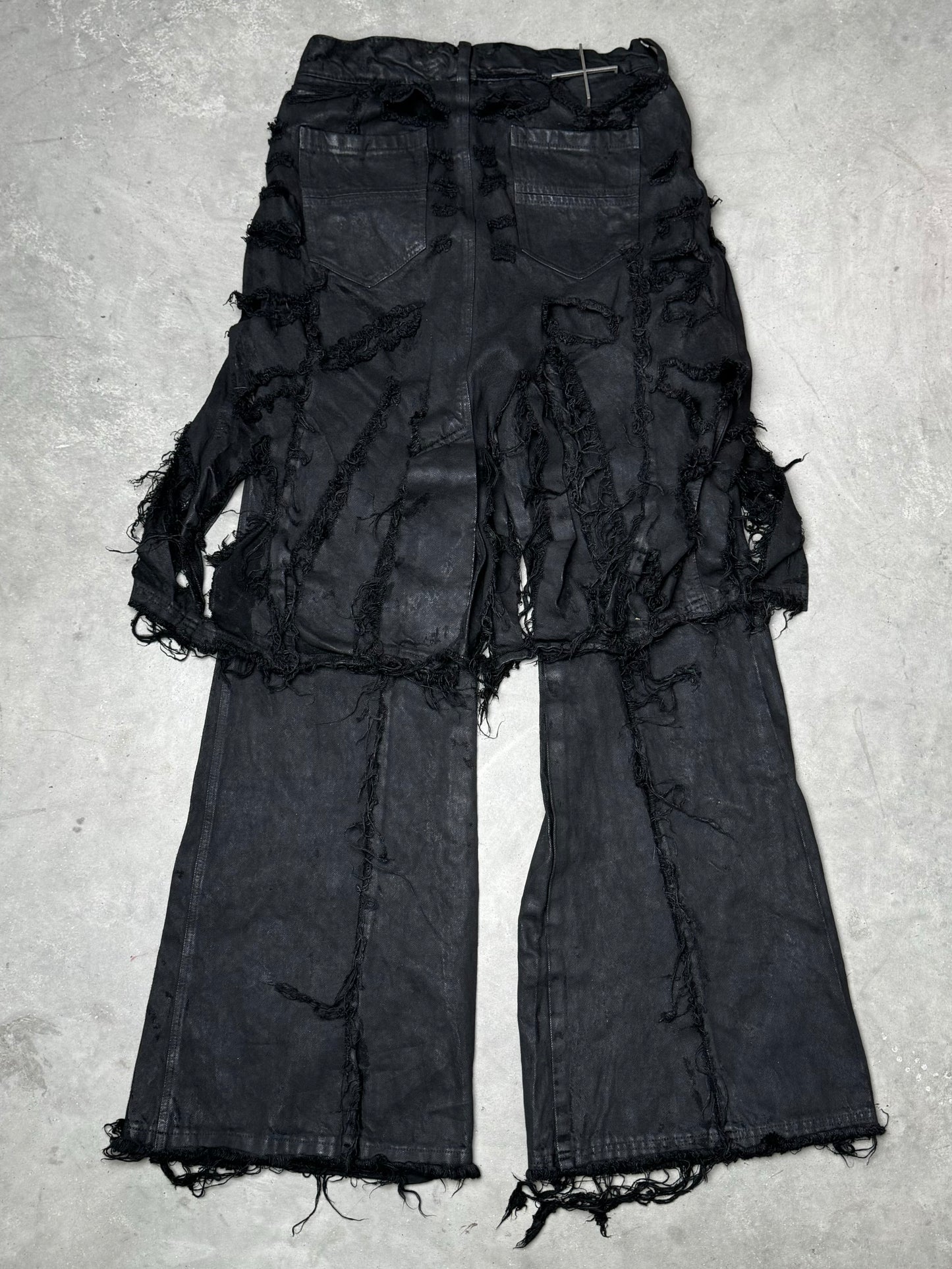 Shine Luxury Irinestar Layered Distressed Inserted Flared Pants