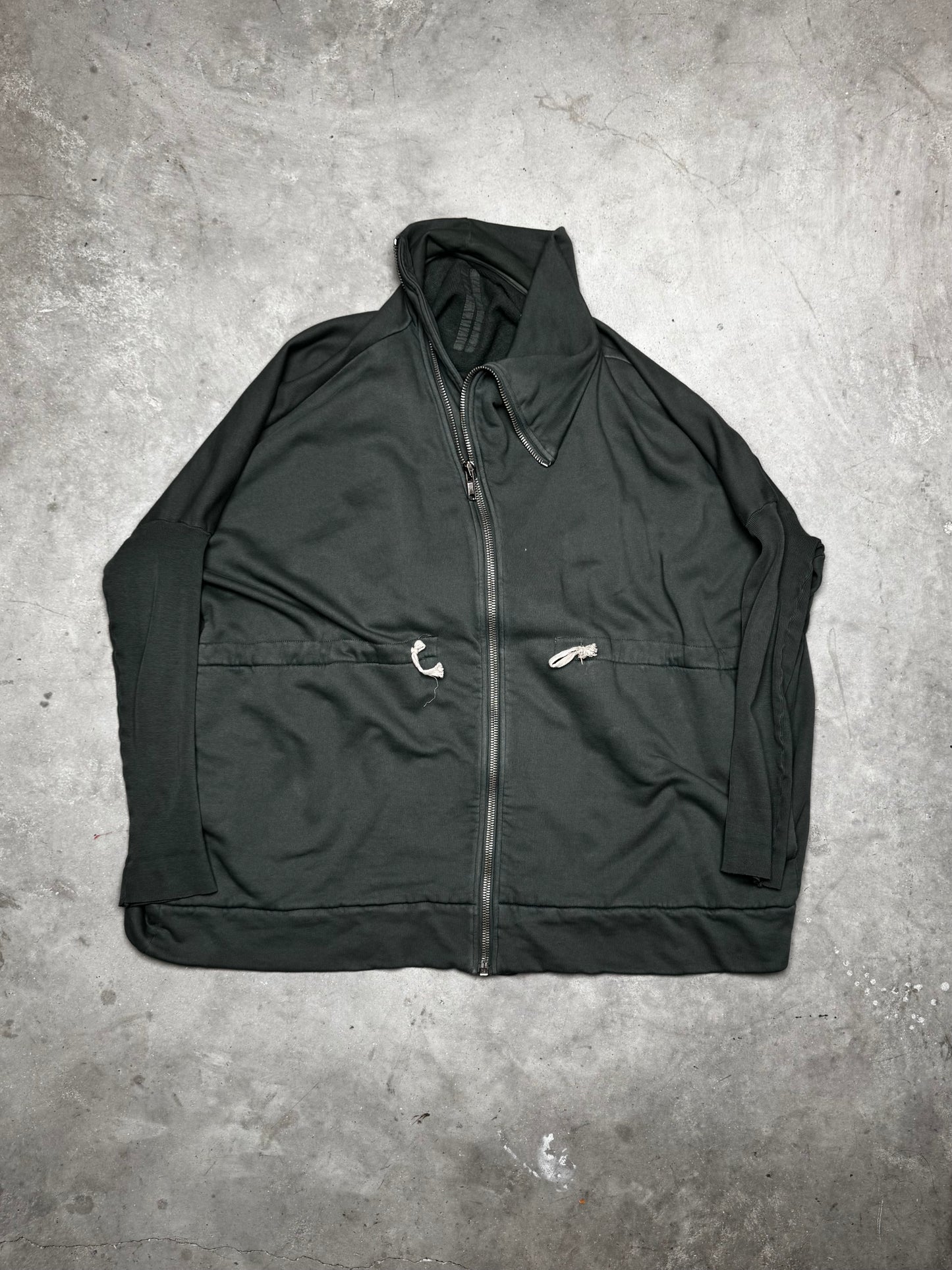Rick Owens DRKSHDW Asymmetric Zip Up Hoodie Green