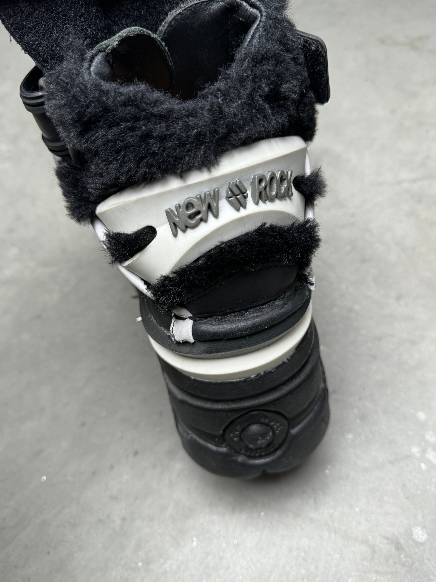New Rock x Dominnico Spiked Platform Boots Black White