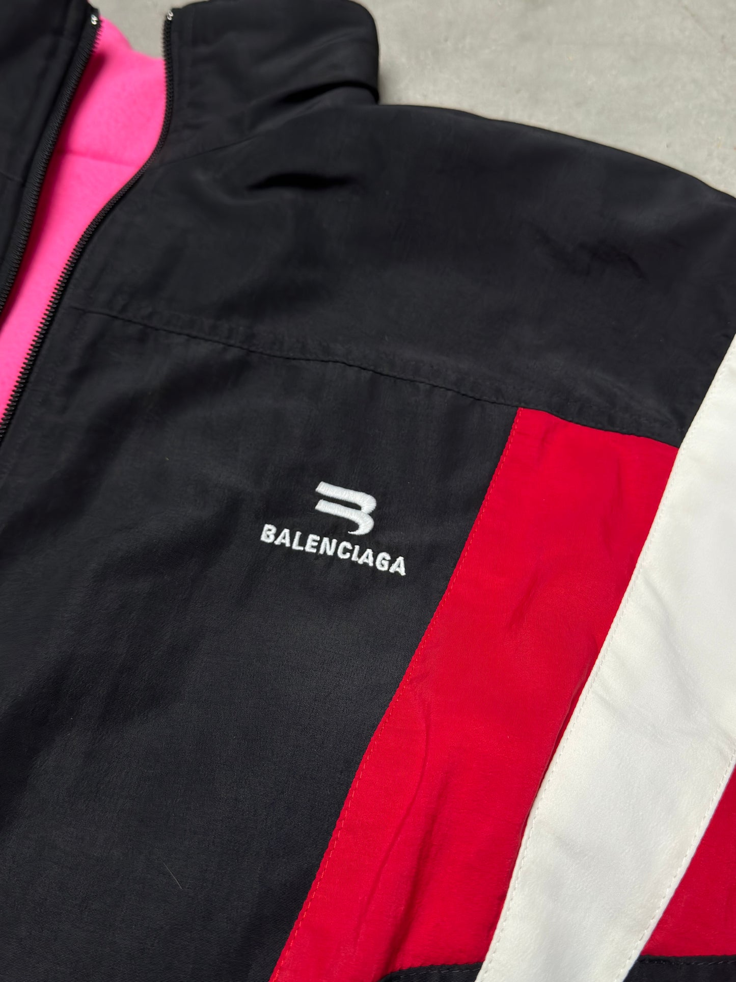 Balenciaga Reversible Sporty B Track Jacket Black Red Pink