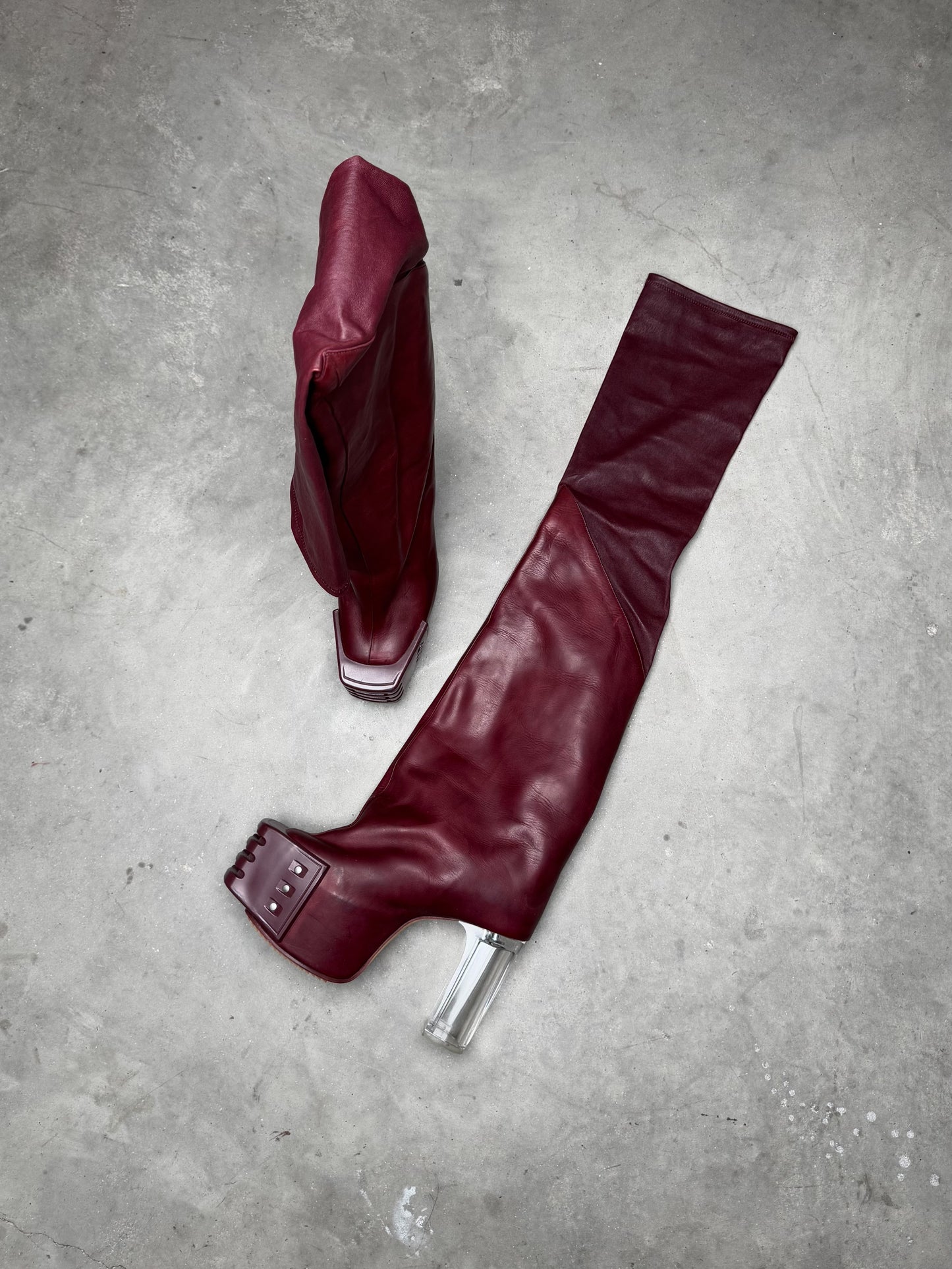 Rick Owens SAMPLE FW23 LUXOR Flared Platform Kiss Heel Boots Amethyst