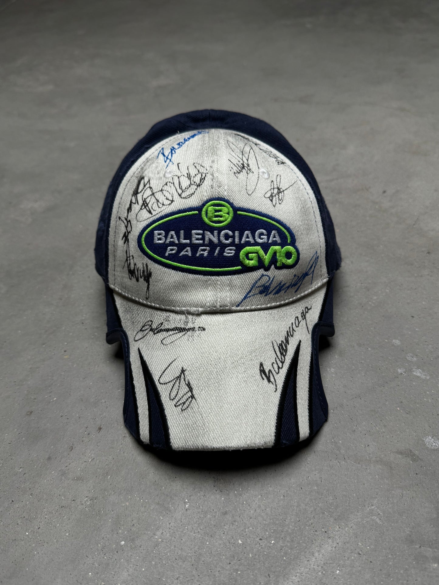 Balenciaga Autographed Racing Cap White Navy