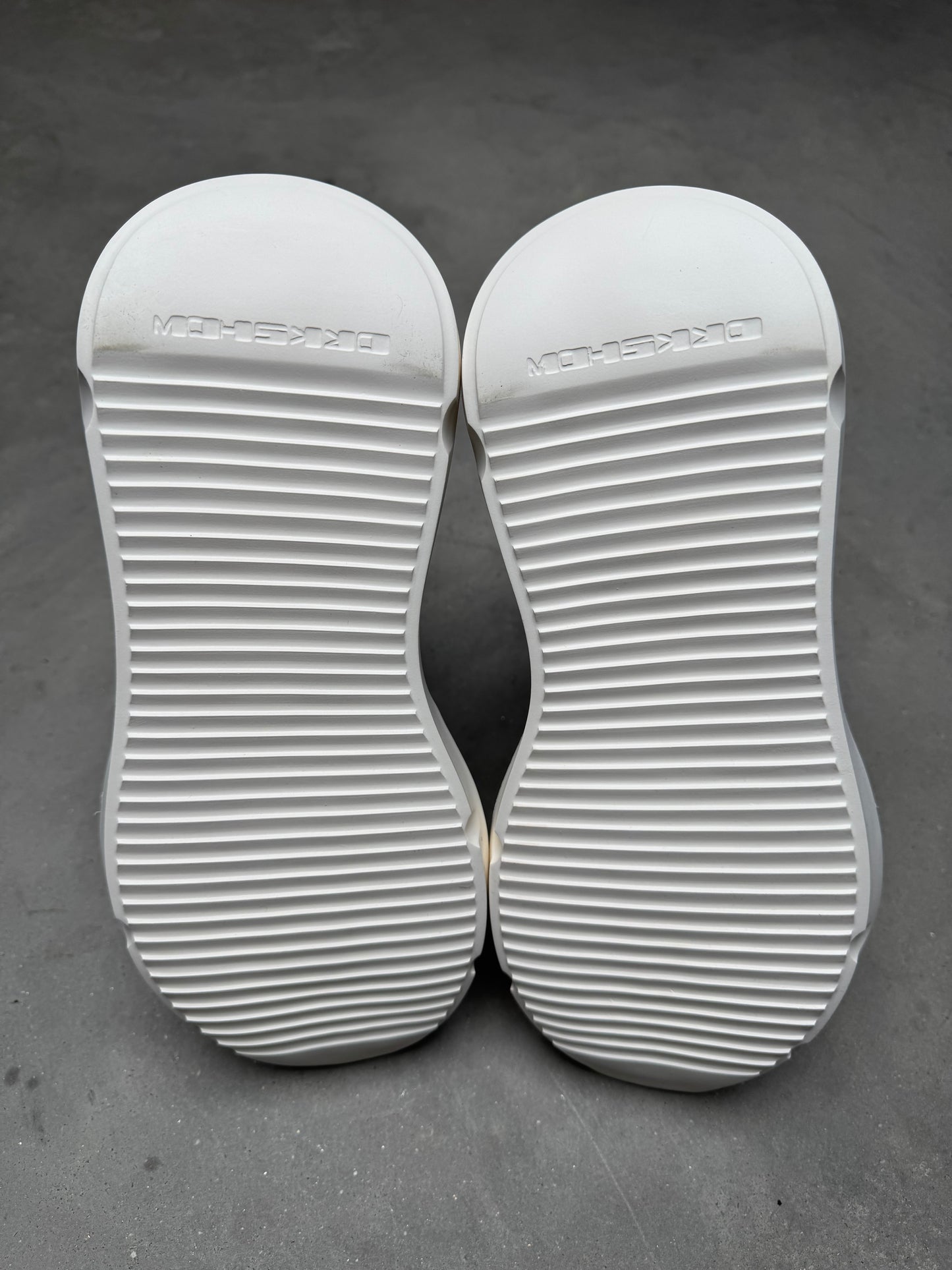 Rick Owens SAMPLE DRKSHDW Beatle Abstract Suede Oyster Milk Boots