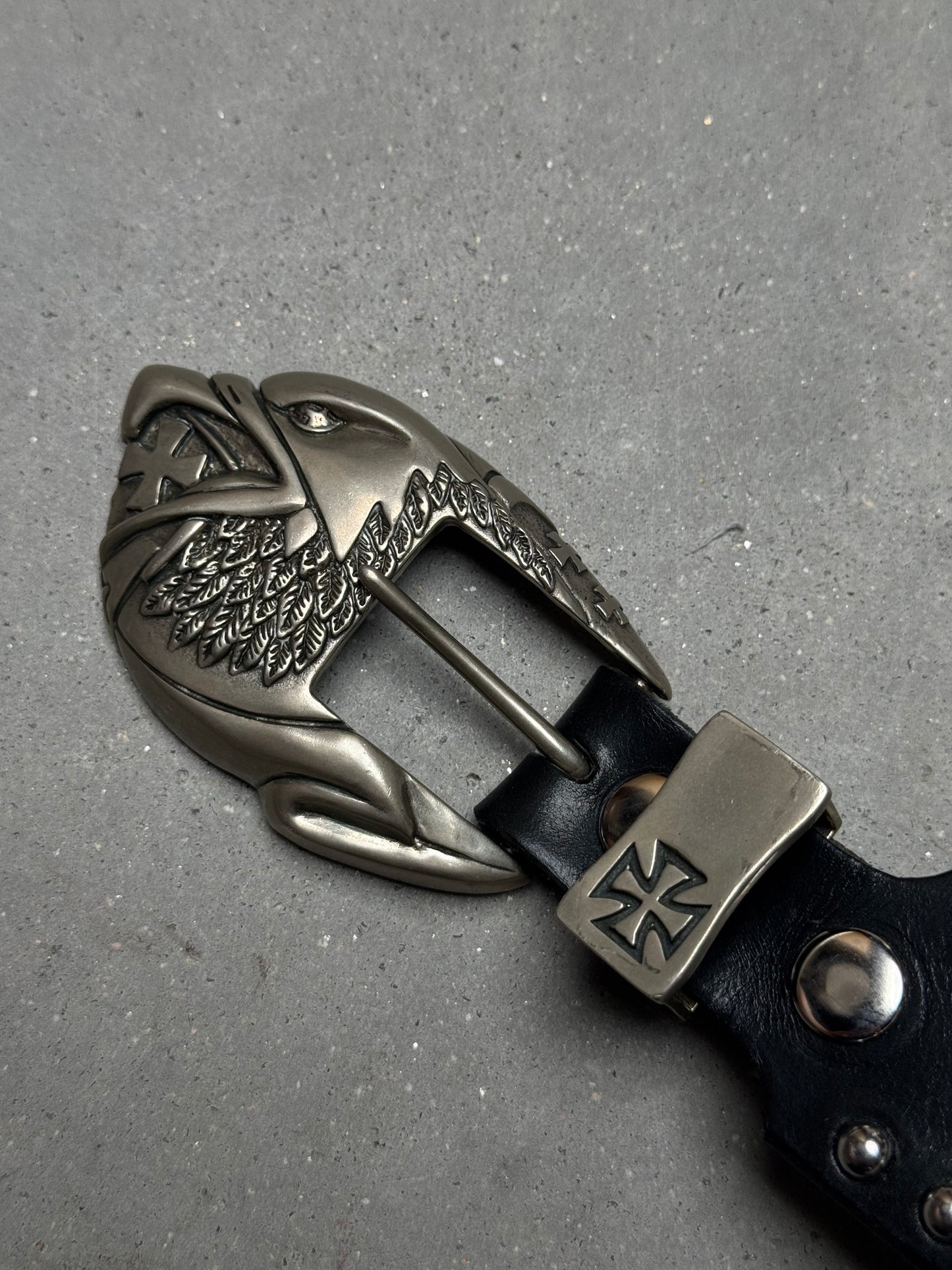Enfants Riches Déprimés Eagle Buckle Studded Belt Black