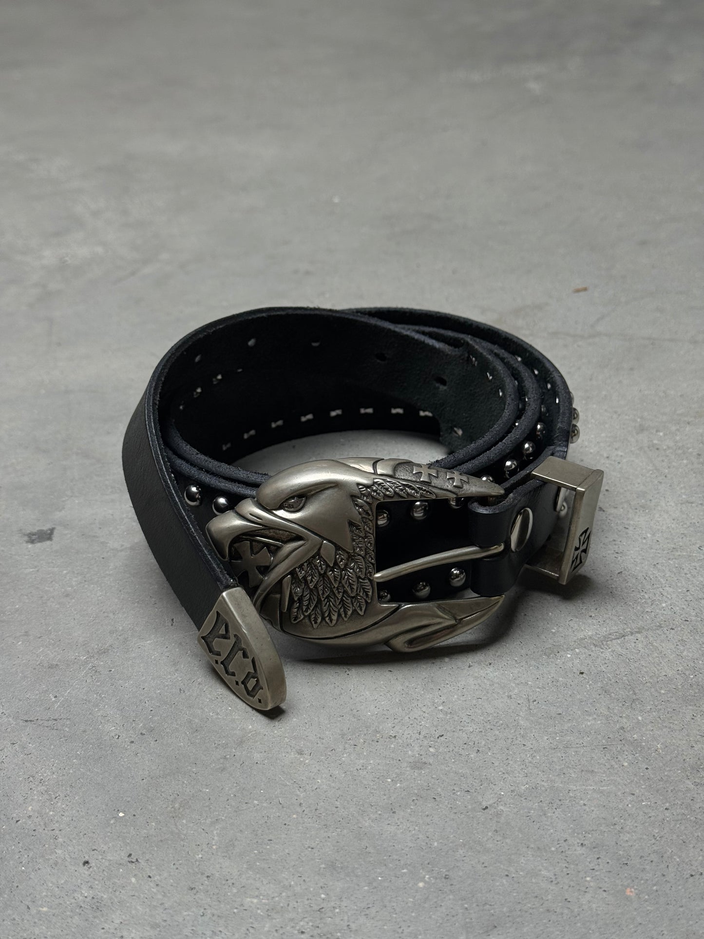 Enfants Riches Déprimés Eagle Buckle Studded Belt Black