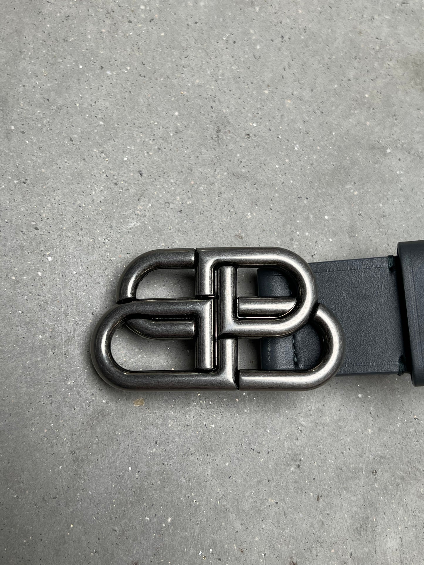 Balenciaga BB Leather Belt Silver Gray