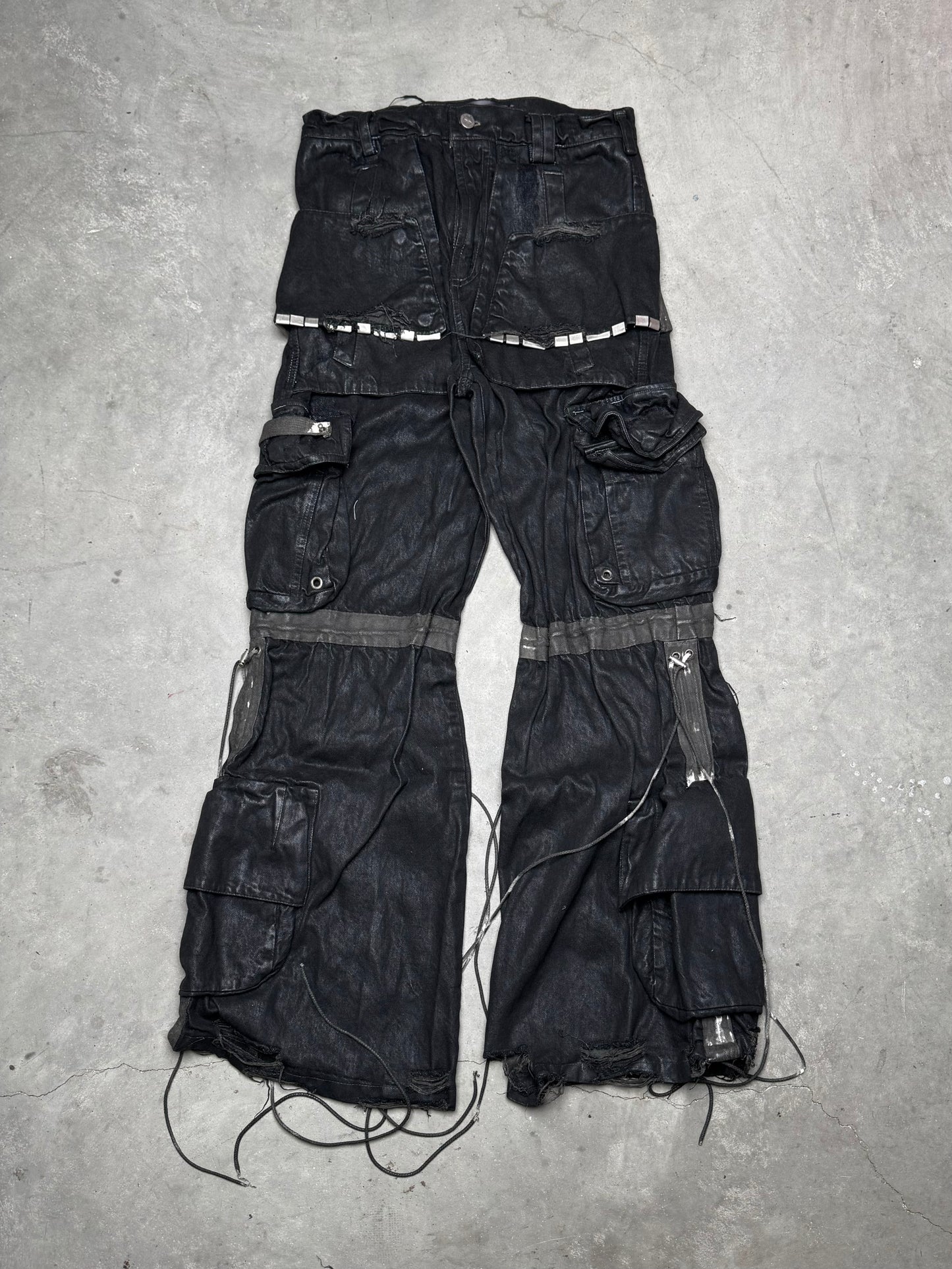 Shine Luxury NEMENTHON Layered Jumbo Flared Cargo Pants