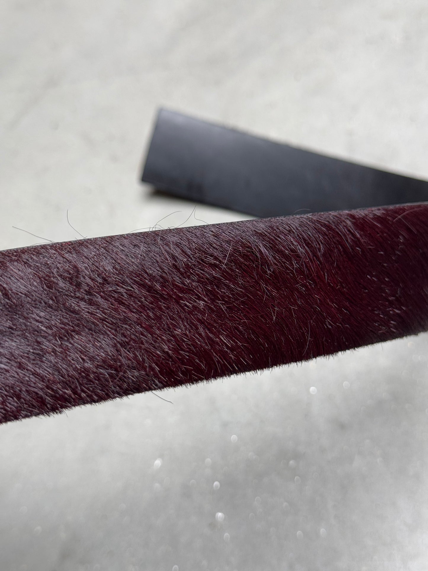 Raf Simons AW12 Fur Leather Velcro Belt Black Maroon