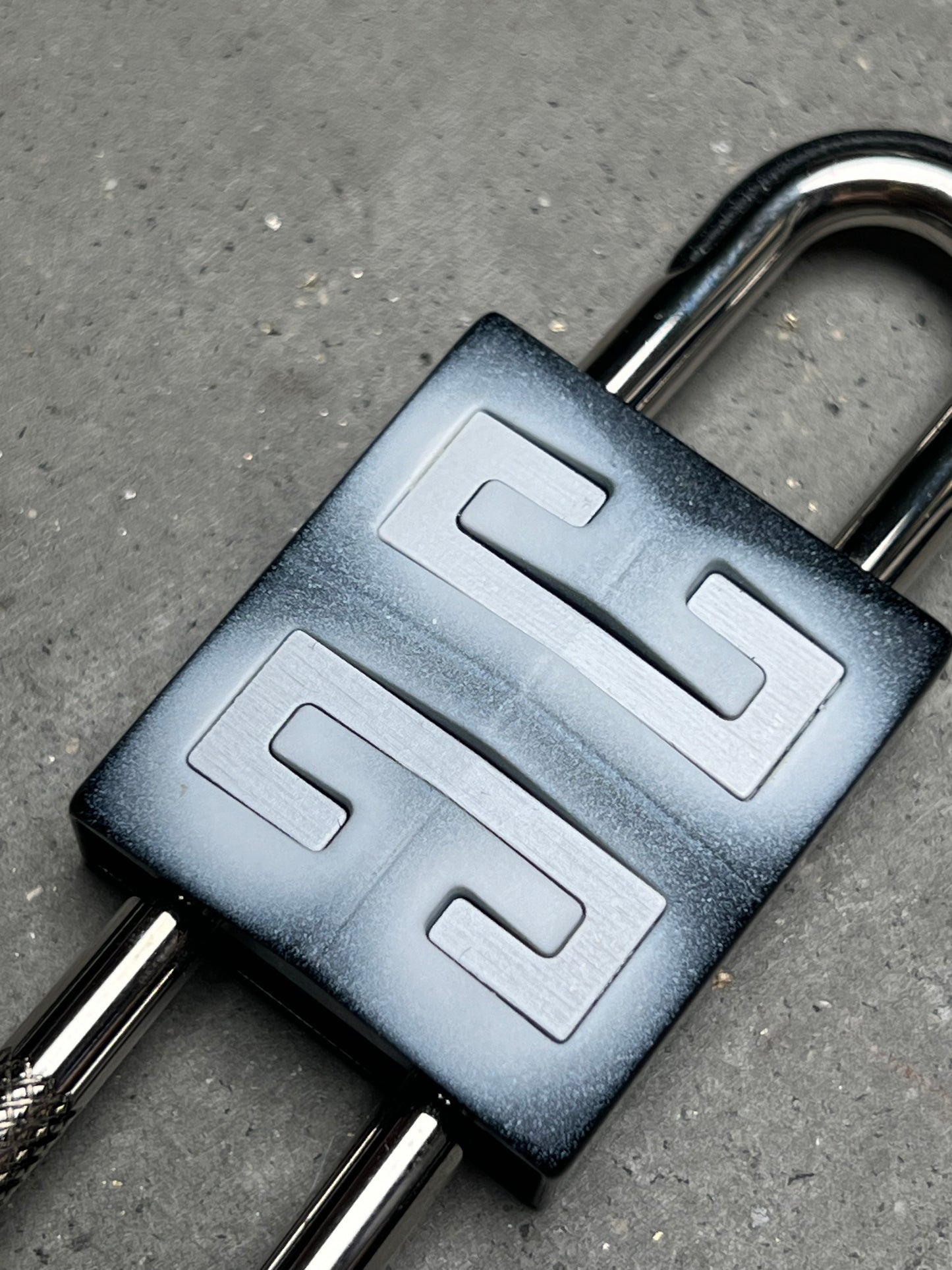 Givenchy Chito 4G Graffiti Guilloche Effect Padlock Charm