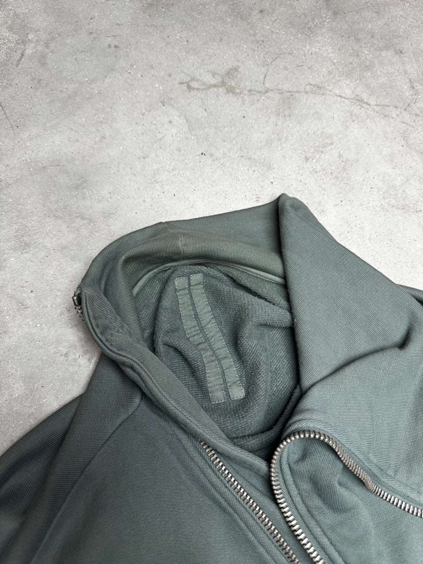 Rick Owens DRKSHDW Asymmetric Zip Up Hoodie Green