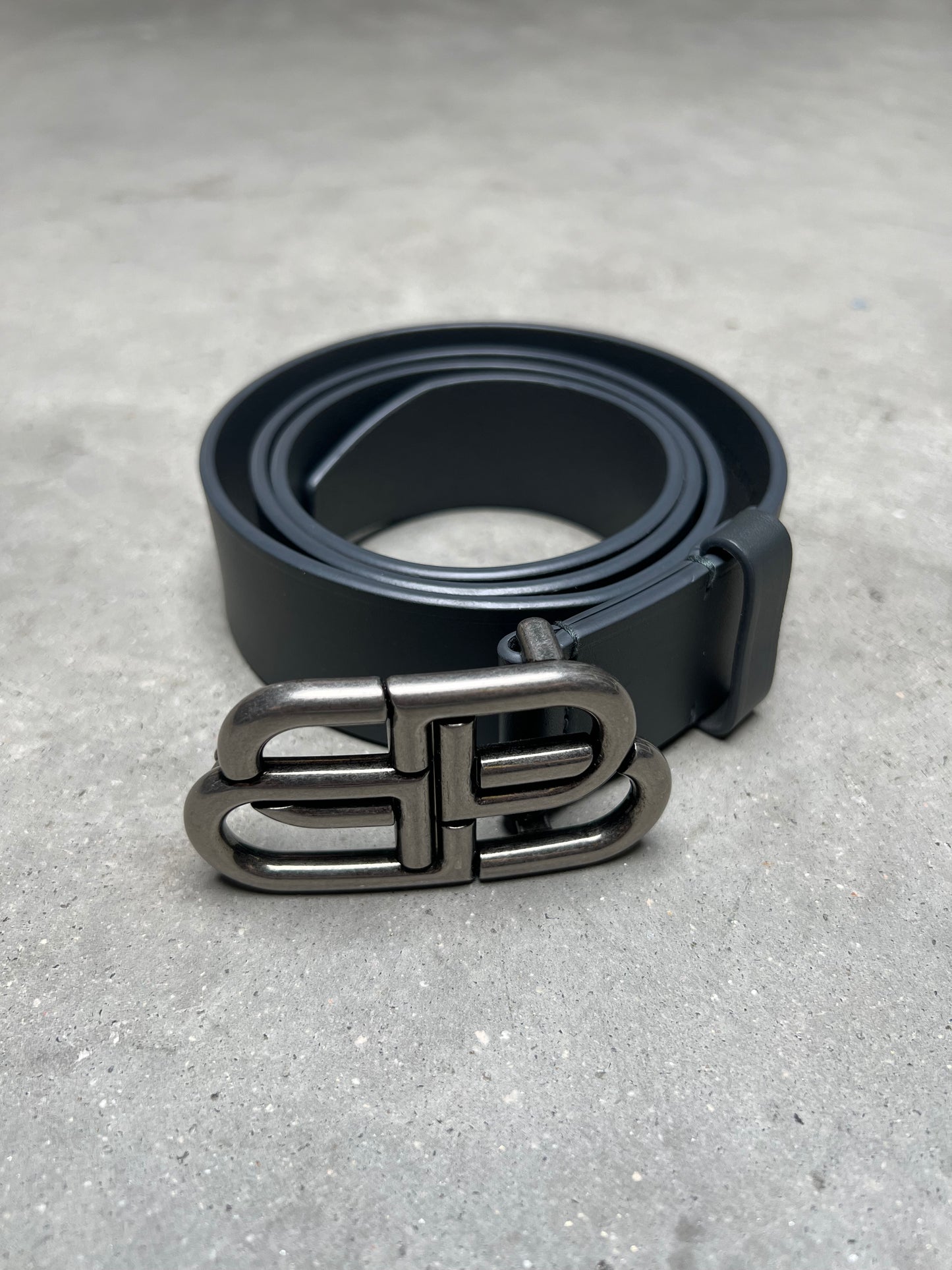 Balenciaga BB Leather Belt Silver Gray
