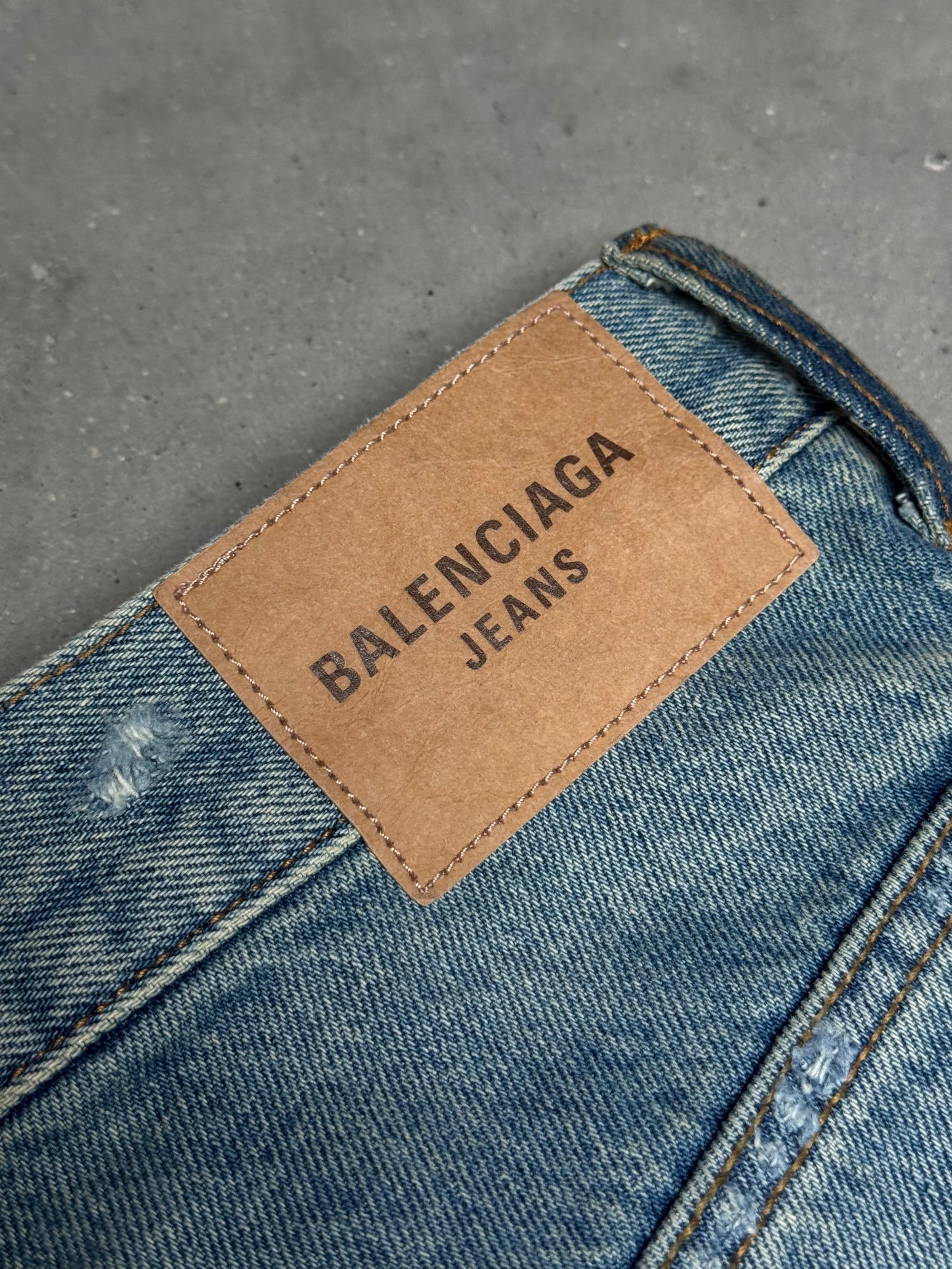 Balenciaga Fall 21 Destroyed Distressed Layered Japanese Denim Jeans