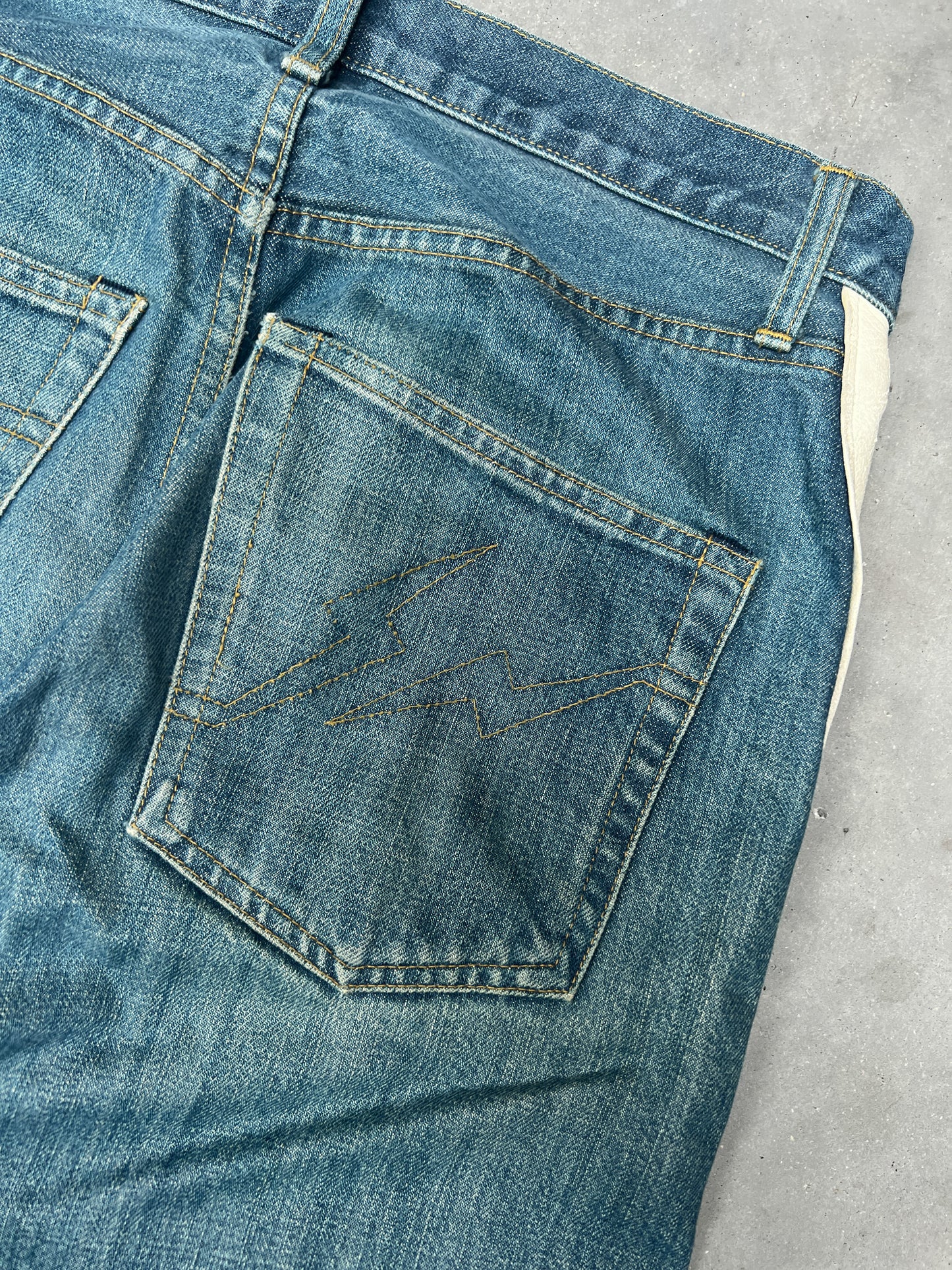 Undercover x Fragment AW02 Leather Side Stripe Denim Jeans
