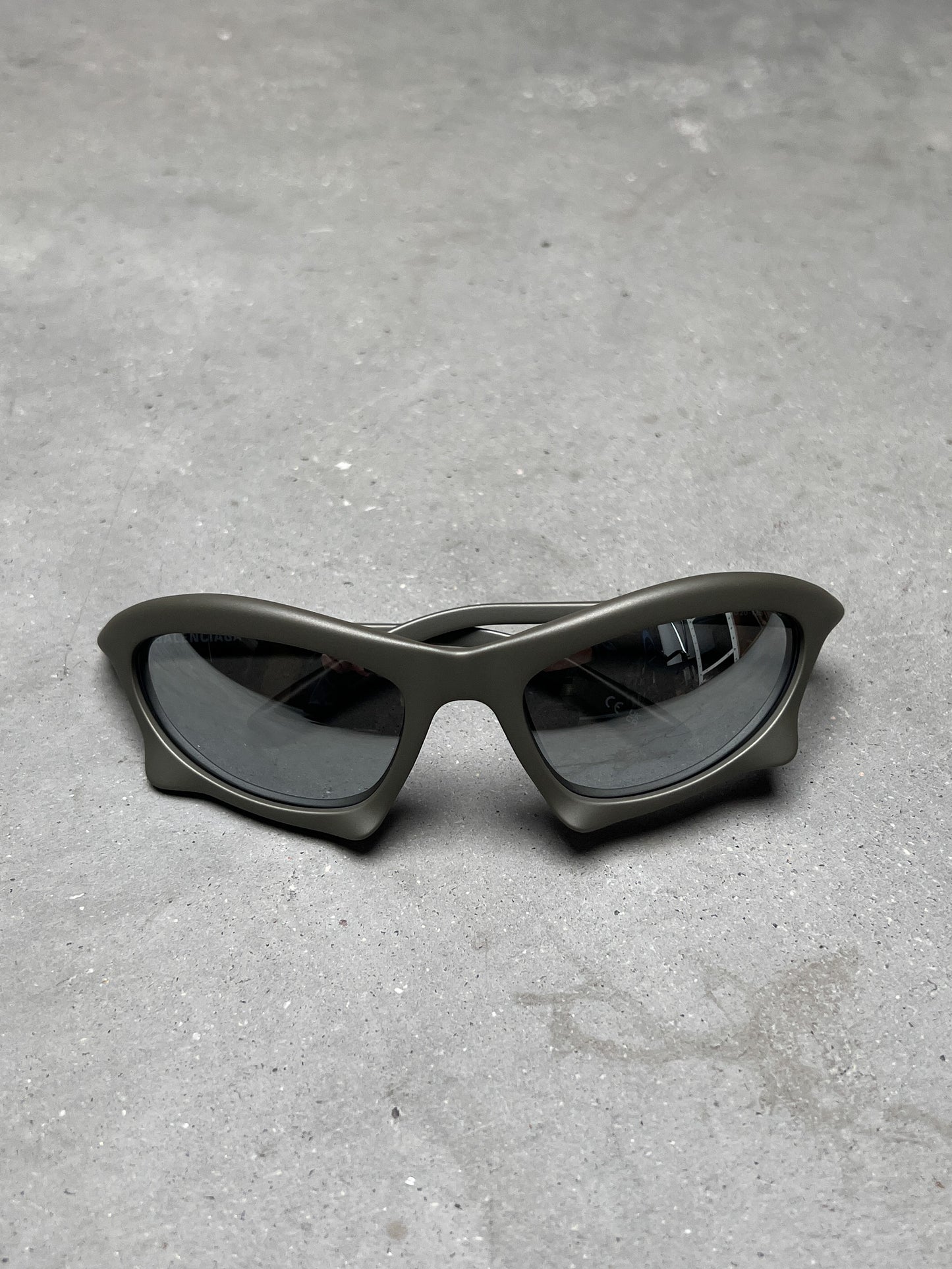 Balenciaga Bat Rectangle Sunglasses Silver
