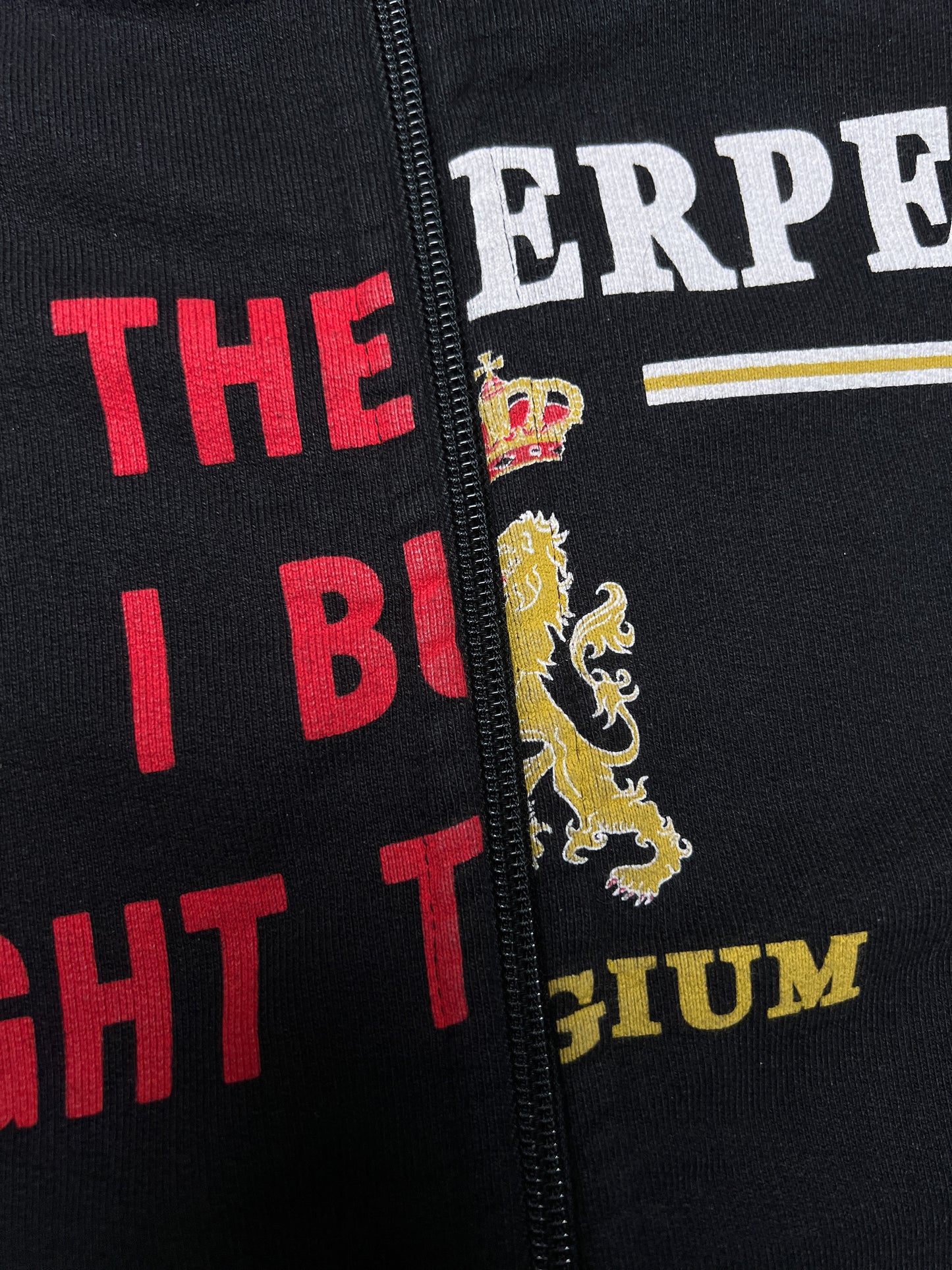 VETEMENTS FW18 May The Bridges I Burn Light The Way / Antwerpen Zip Up Hoodie