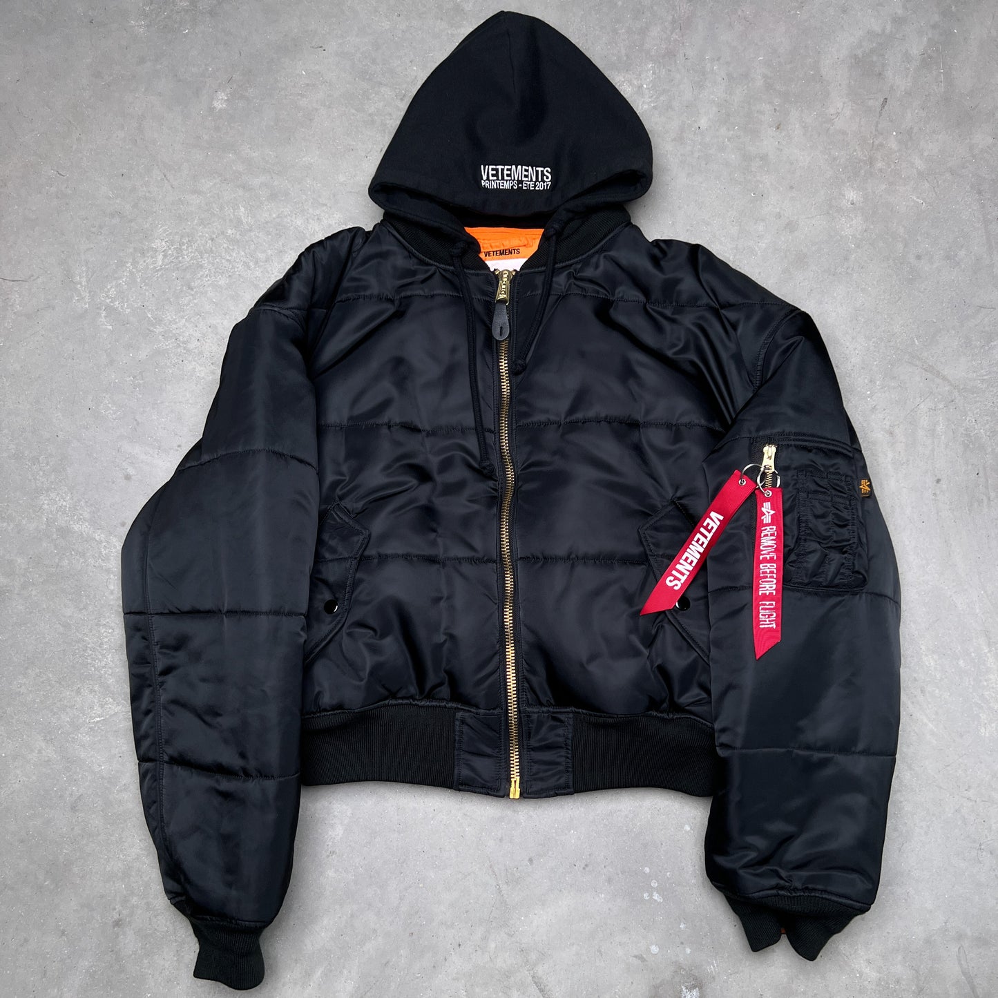 VETEMENTS SS17 x Alpha Industries Reversible Hooded Bomber Jacket