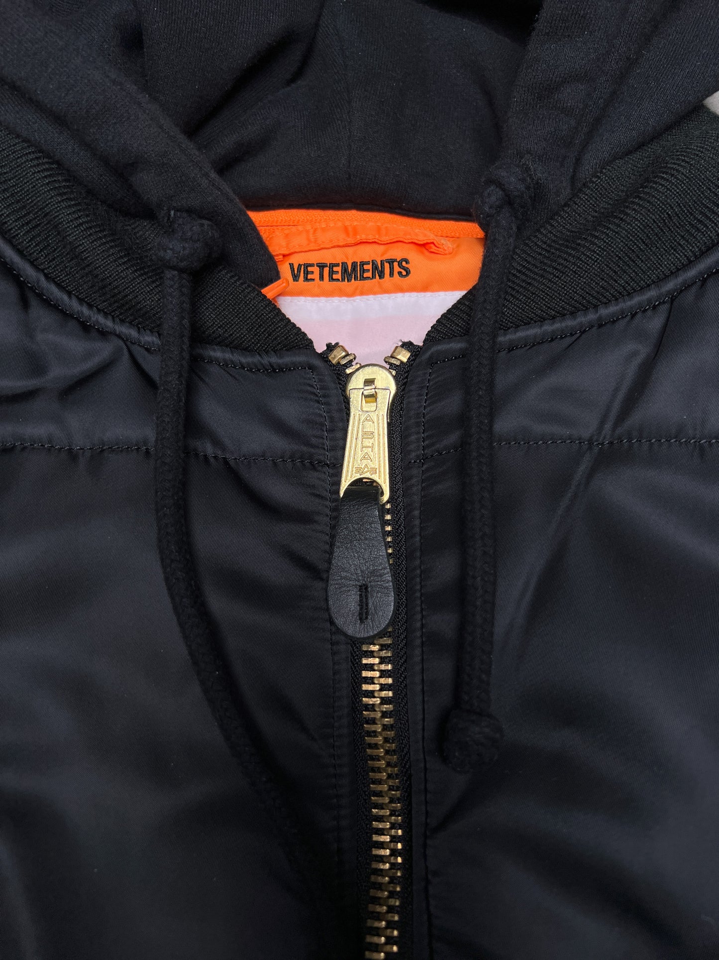 VETEMENTS SS17 x Alpha Industries Reversible Hooded Bomber Jacket