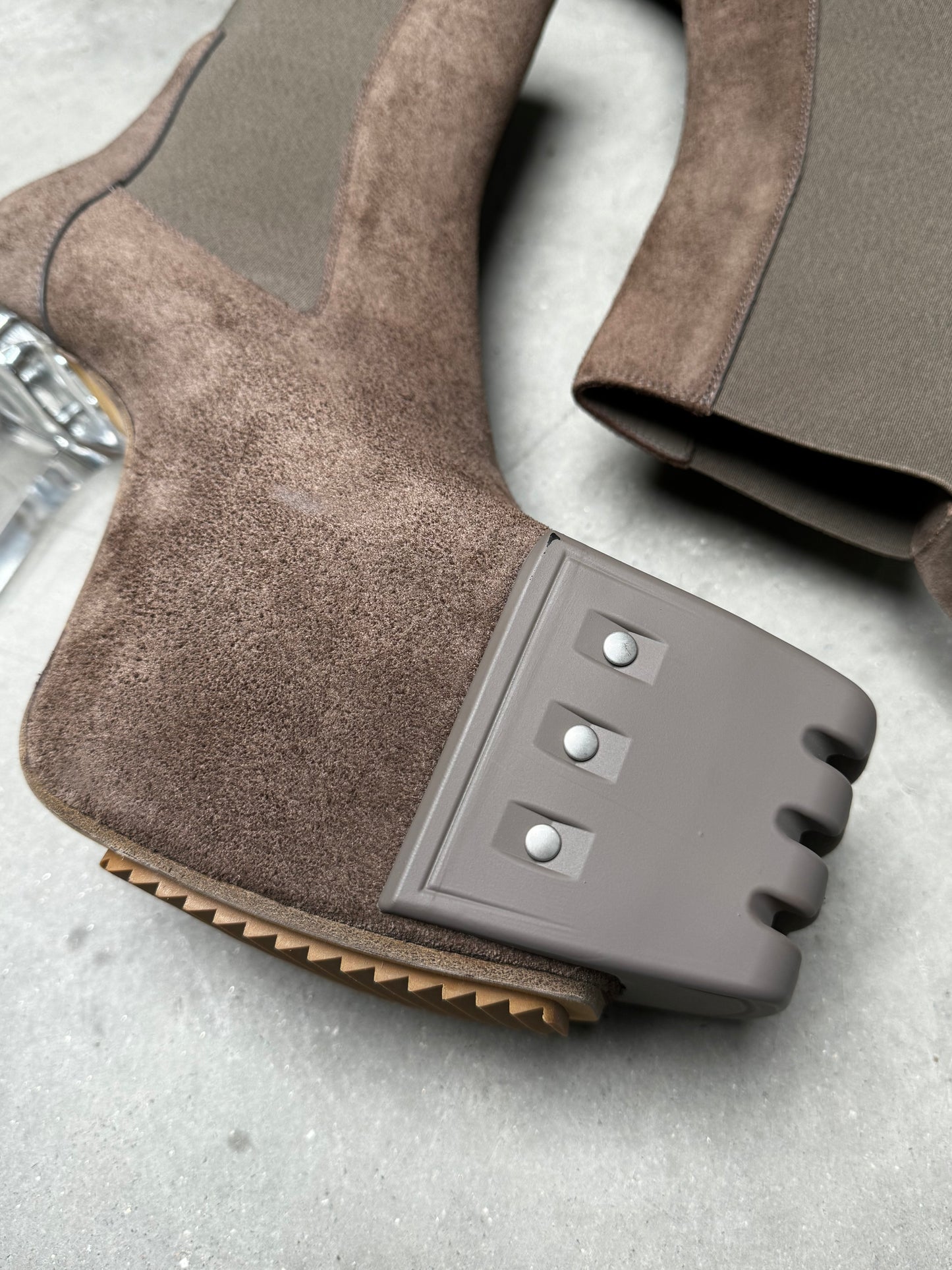 Rick Owens Kiss Heel Boots Dust Brown Suede