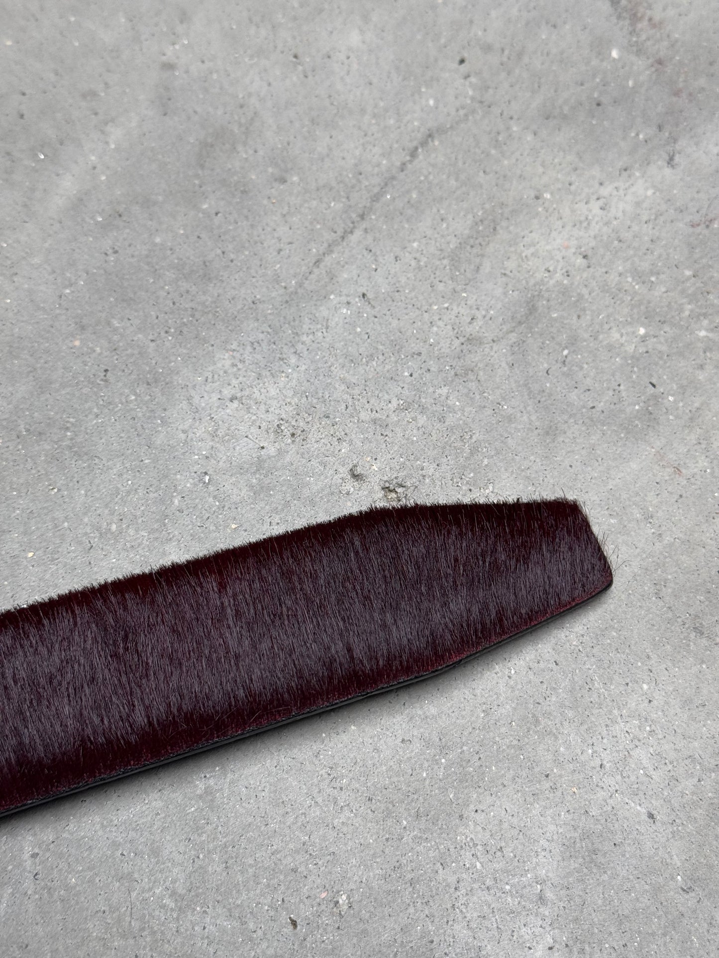 Raf Simons AW12 Fur Leather Velcro Belt Black Maroon