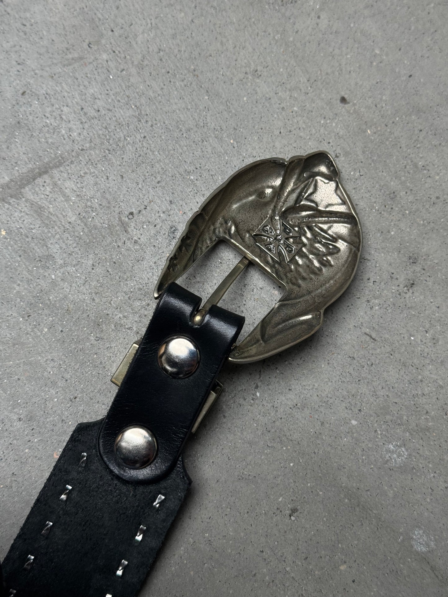 Enfants Riches Déprimés Eagle Buckle Studded Belt Black