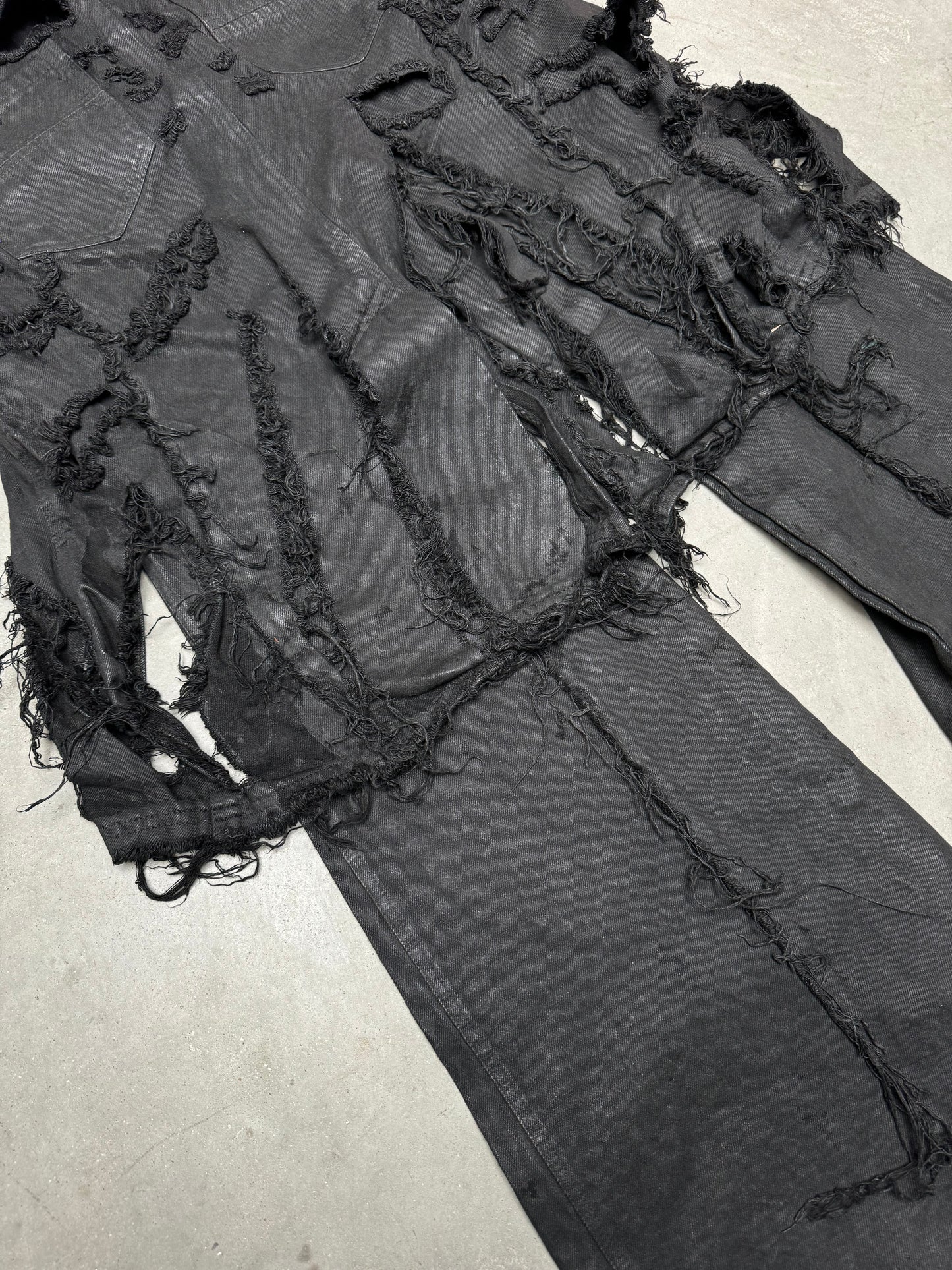Shine Luxury Irinestar Layered Distressed Inserted Flared Pants