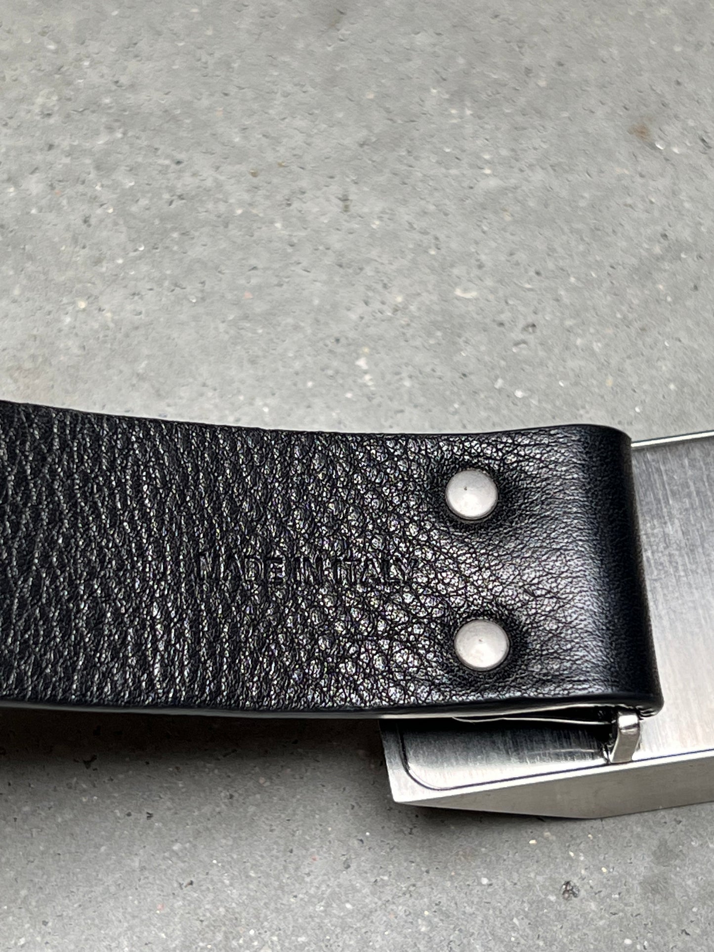 Rick Owens FW21 GETHSEMANE Beveled Buckle Leather Belt Black