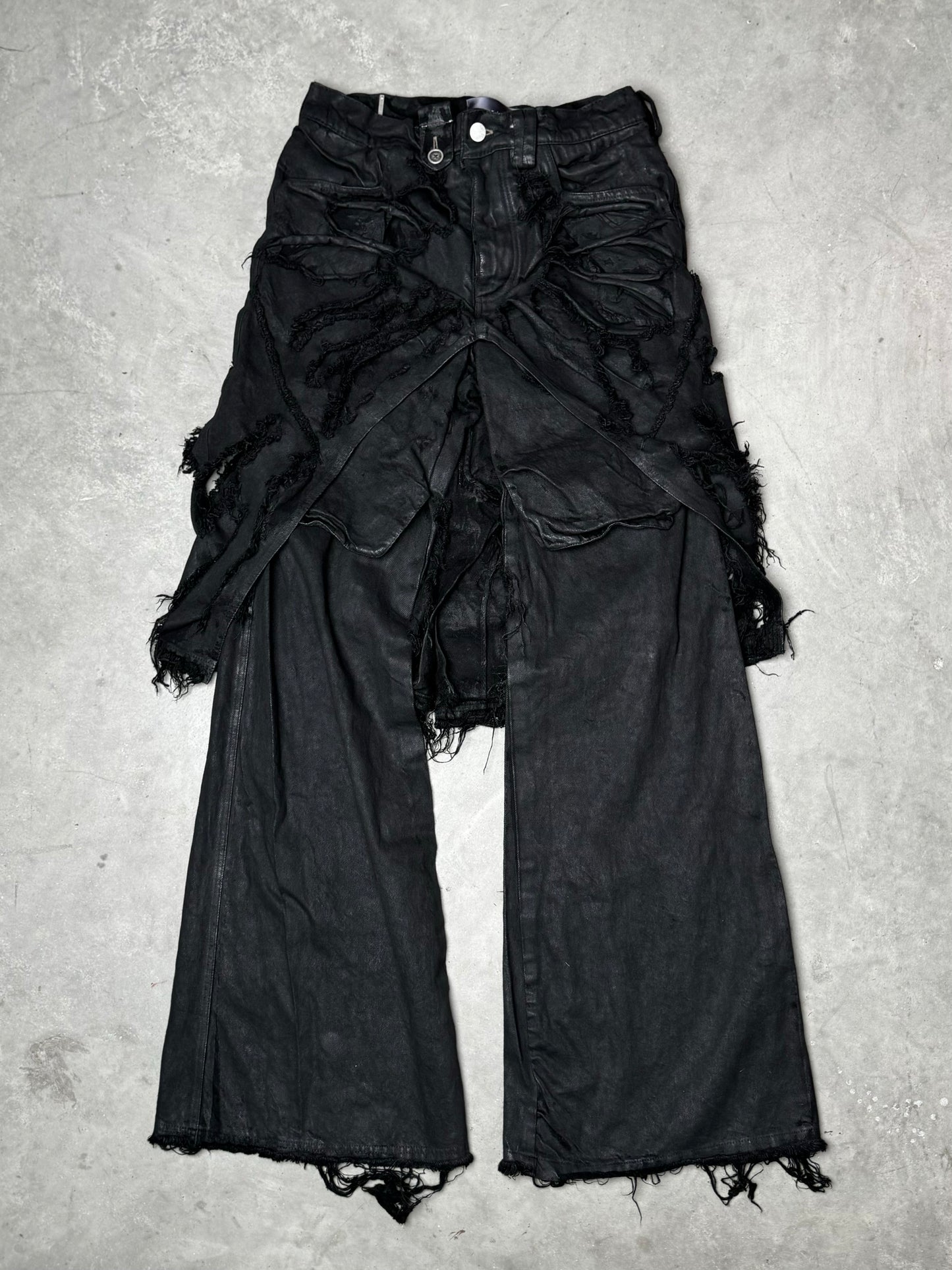 Shine Luxury Irinestar Layered Distressed Inserted Flared Pants