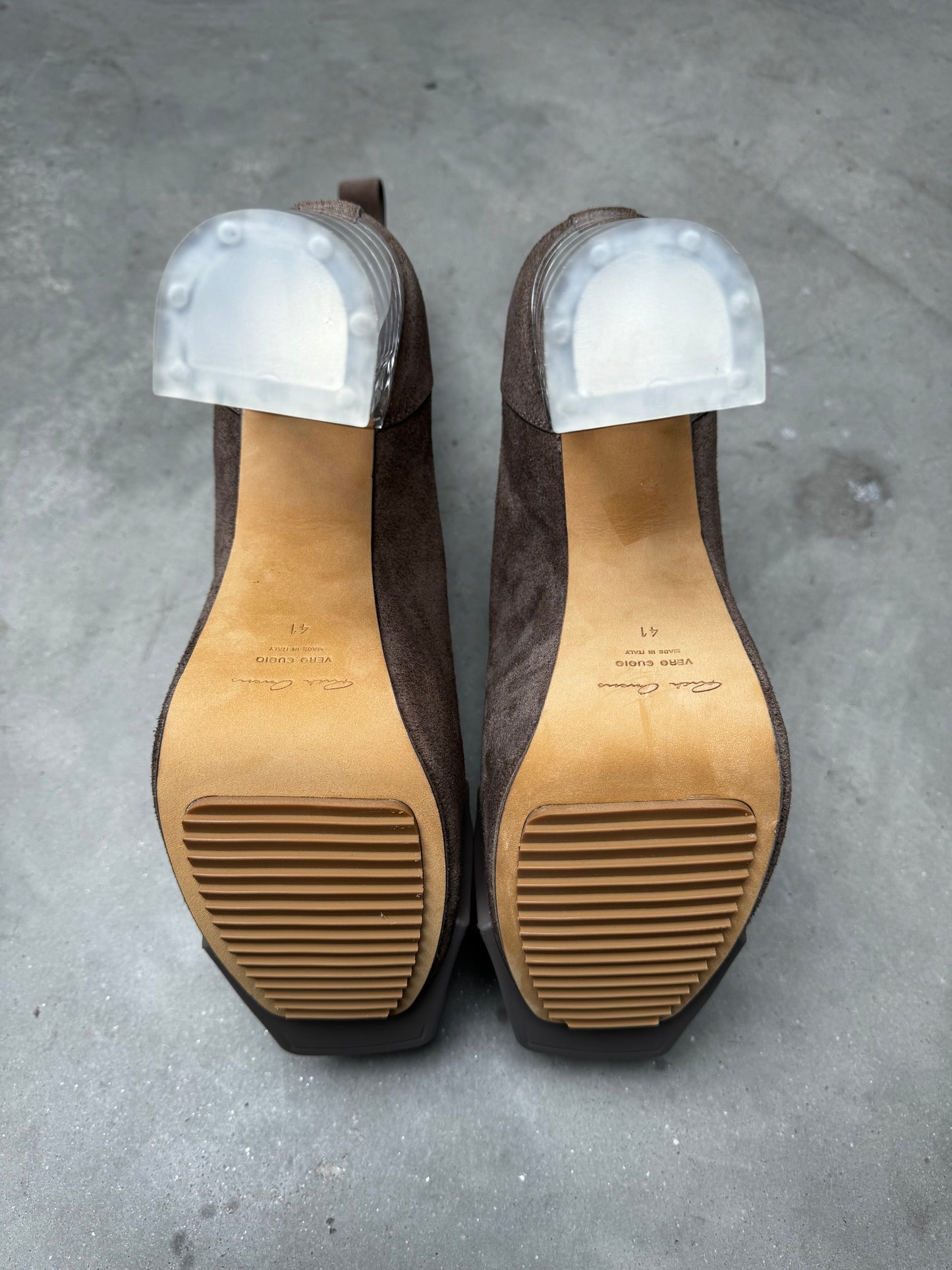 Rick Owens Kiss Heel Boots Dust Brown Suede