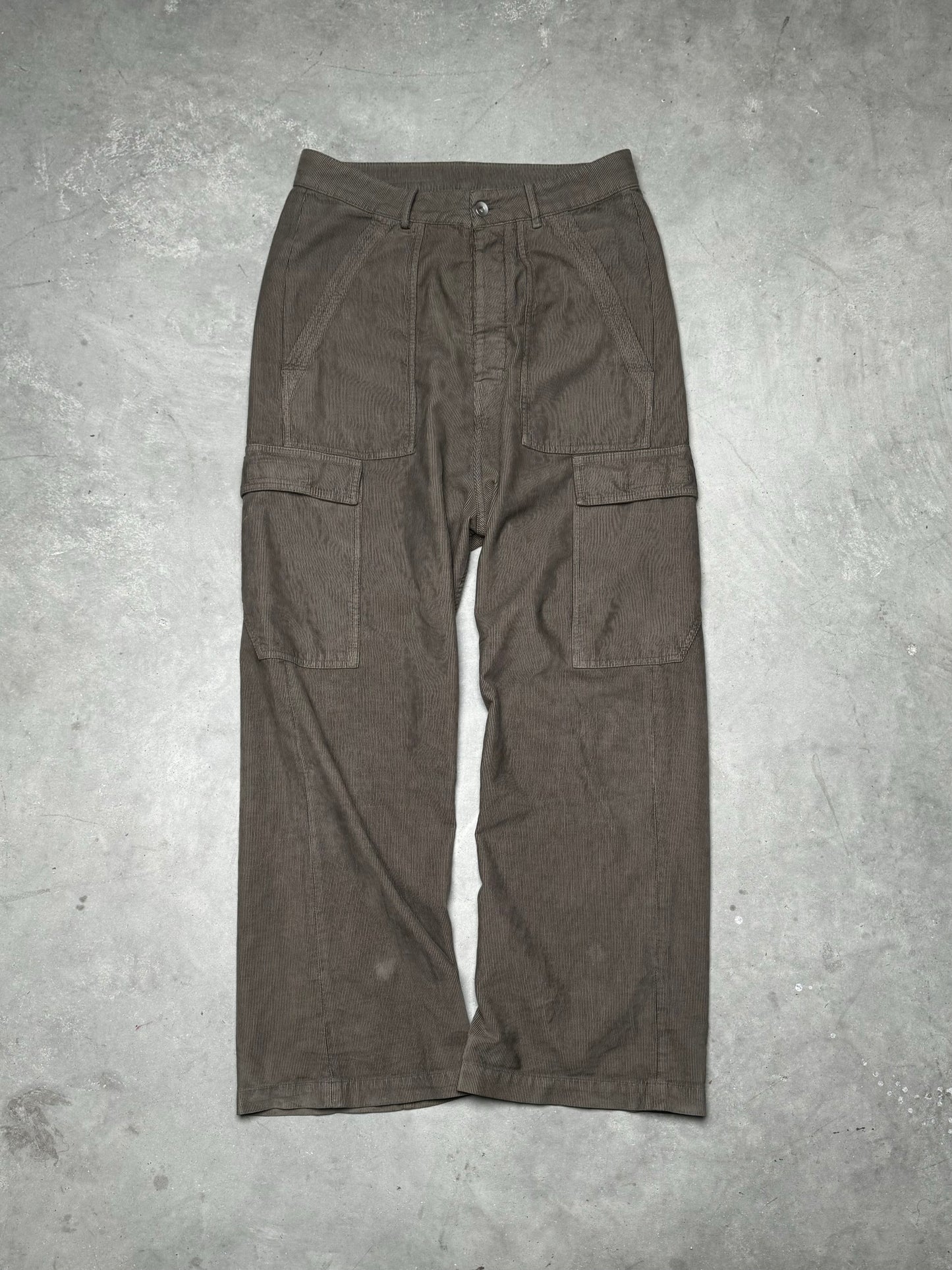 Rick Owens DRKSHDW FW23 LUXOR Corduroy Cargo Pants Dust