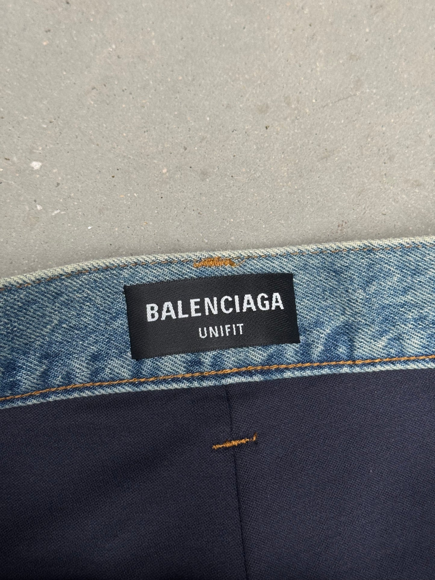 Balenciaga Fall 21 Destroyed Distressed Layered Japanese Denim Jeans