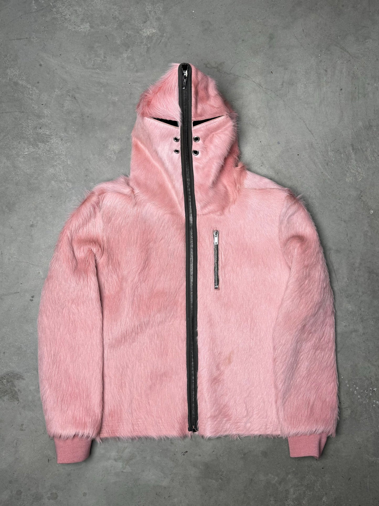 Rick Owens FW22 STROBE Pony Hair Gimp Jacket Dirty Pink