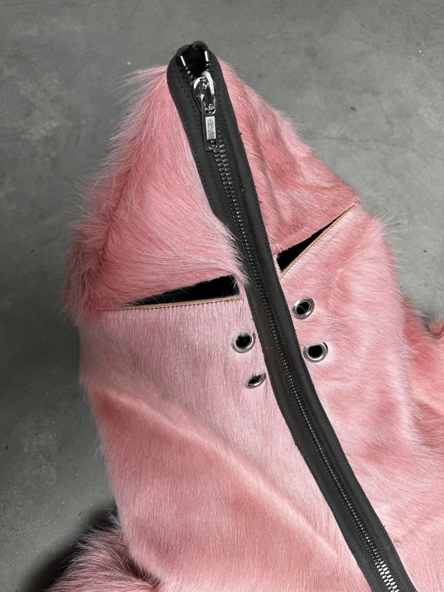 Rick Owens FW22 STROBE Pony Hair Gimp Jacket Dirty Pink