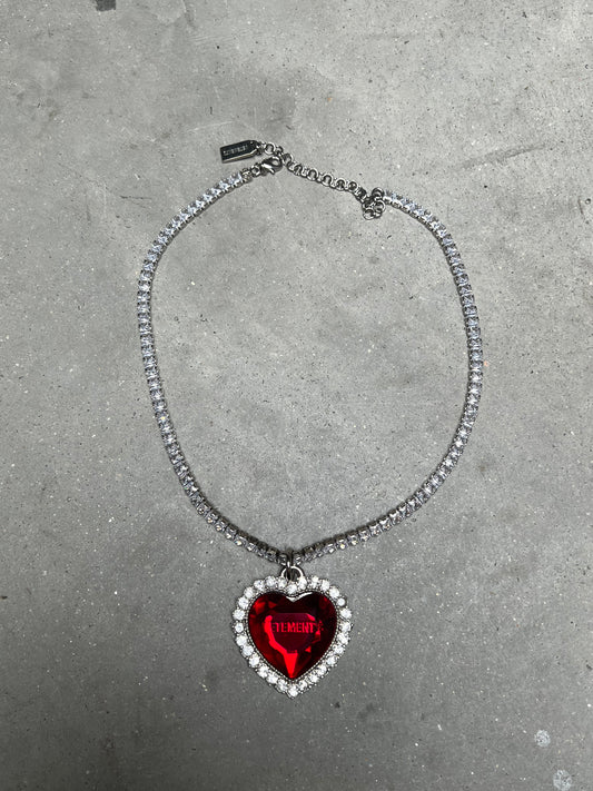 VETEMENTS Heart Crystal Necklace Red