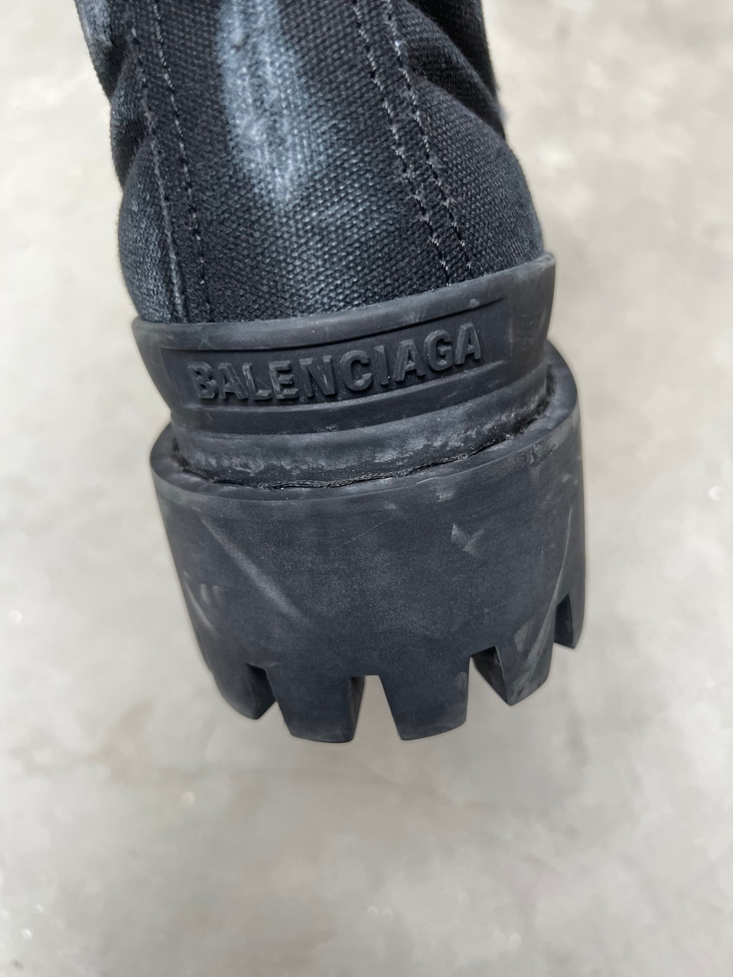Balenciaga Strike Cotton Canvas Combat Boots Black