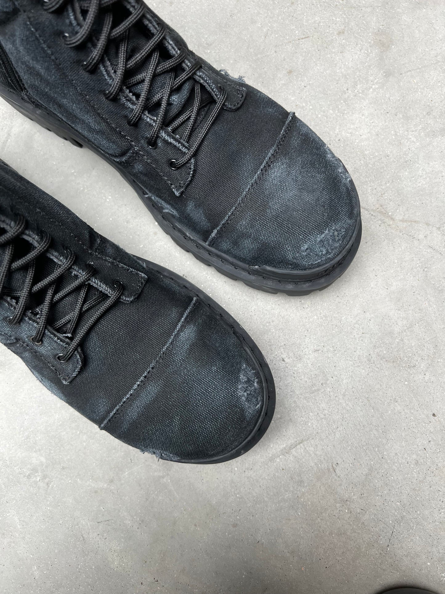 Balenciaga Strike Cotton Canvas Combat Boots Black