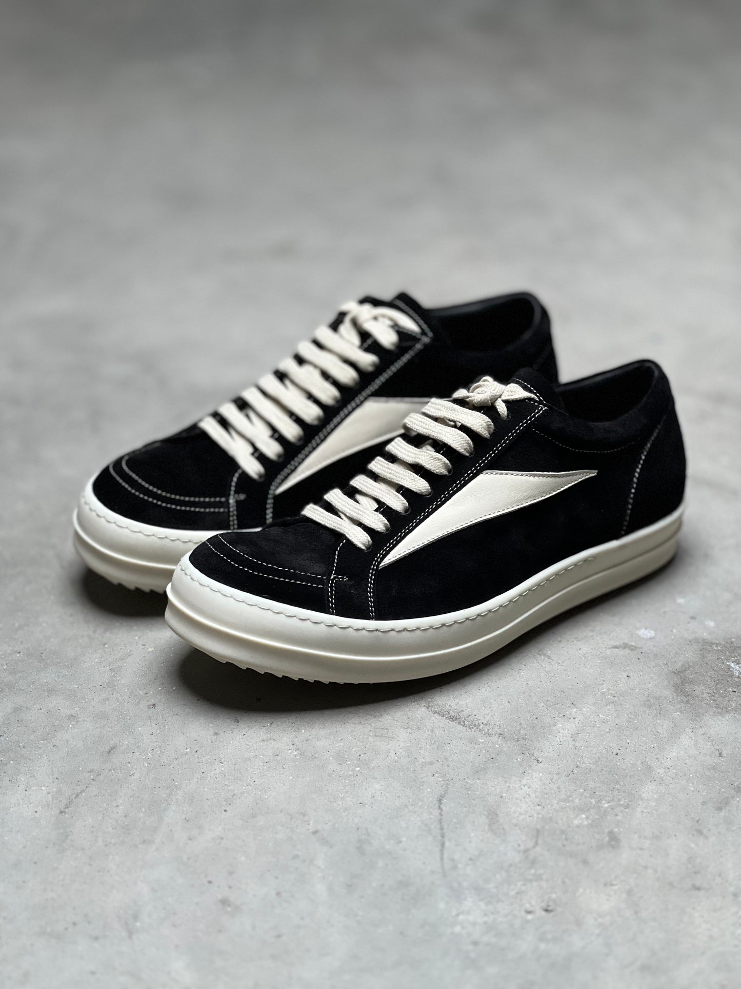 Rick Owens SS23 EDFU Vintage Sneaks Black Suede