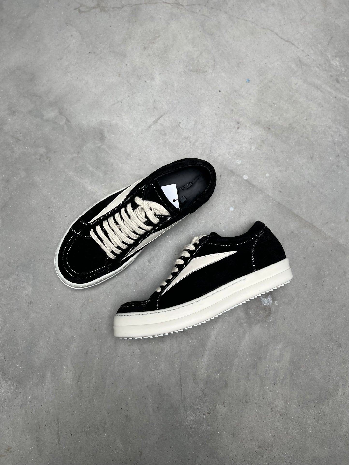 Rick Owens SS23 EDFU Vintage Sneaks Black Suede