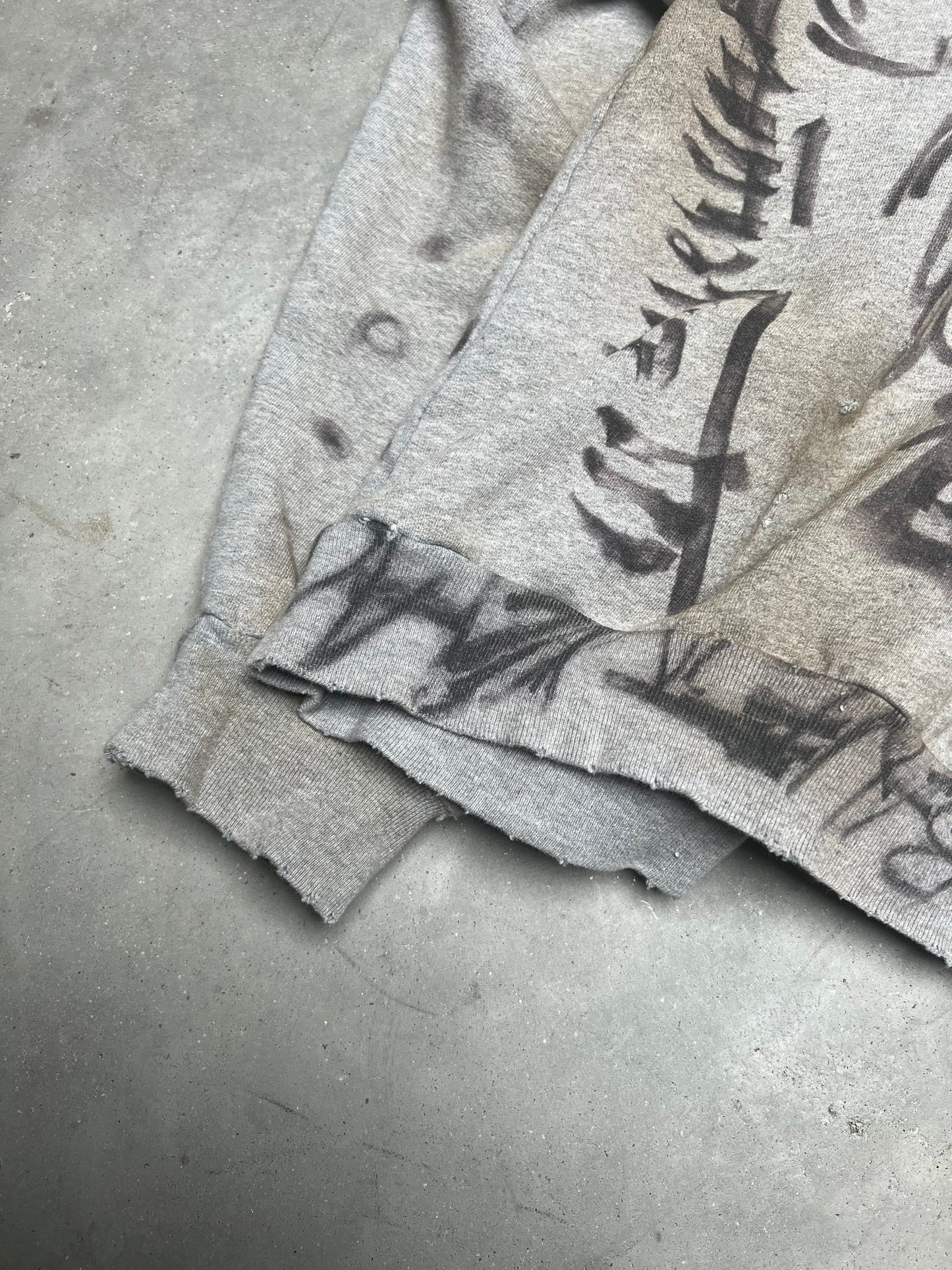 Balenciaga Graffiti Skater Crest Zip Up Hoodie Grey