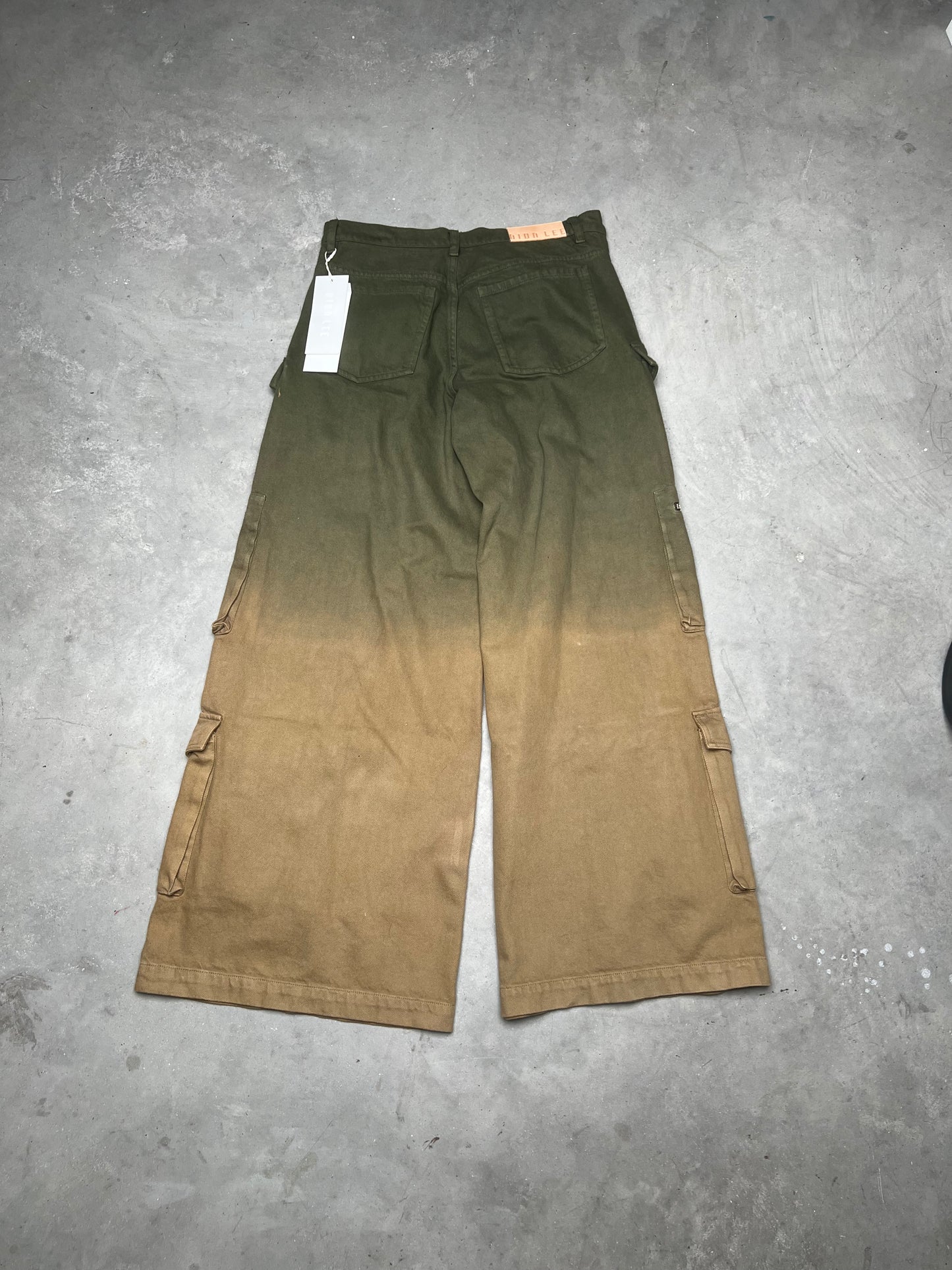 Dion Lee Multipocket Cargo Dyed Fade Green Jeans